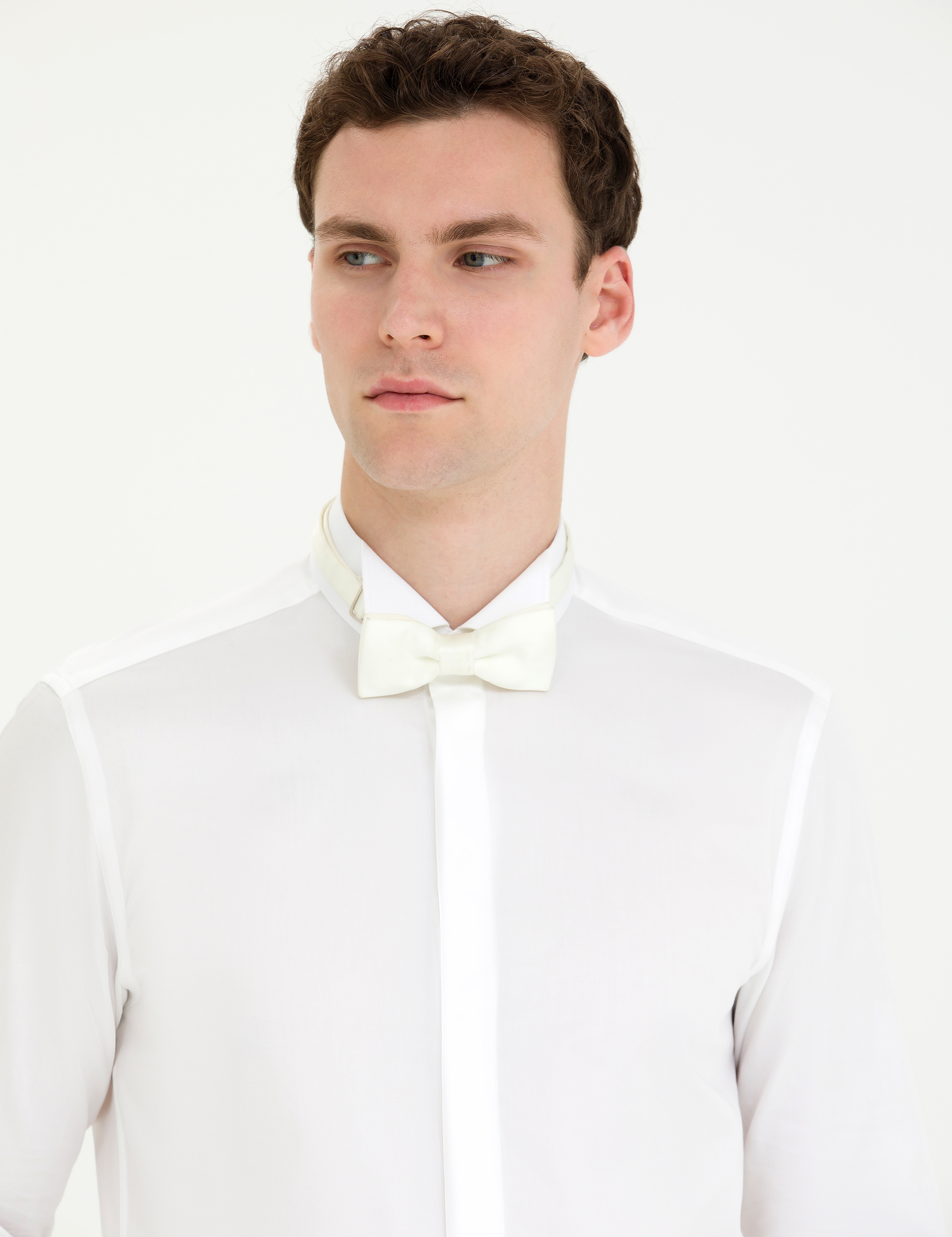 Beyaz Slim Fit Smokin Gömlek