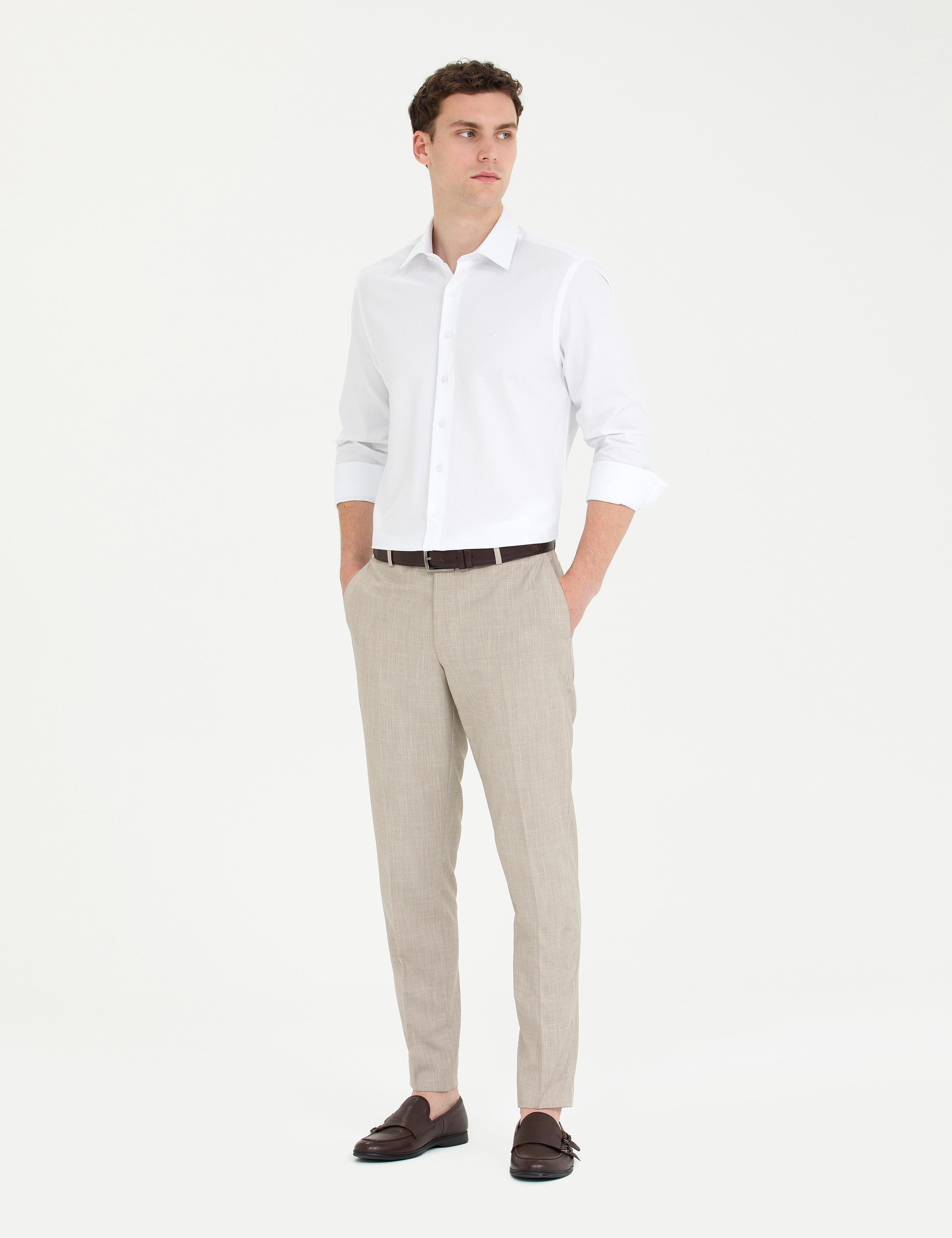 Beyaz Slim Fit Uzun Kollu Gömlek