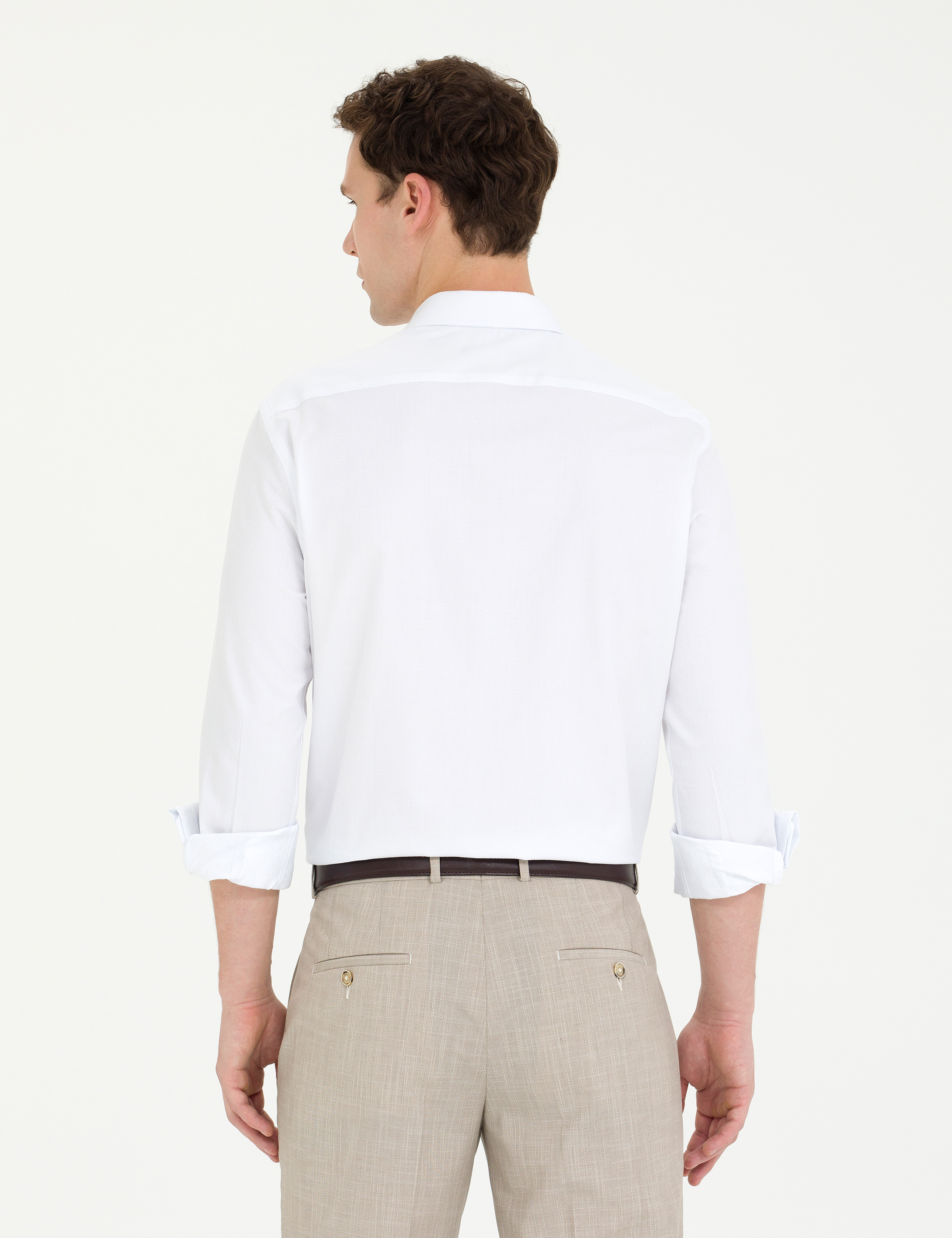 Beyaz Slim Fit Uzun Kollu Gömlek - Image 5