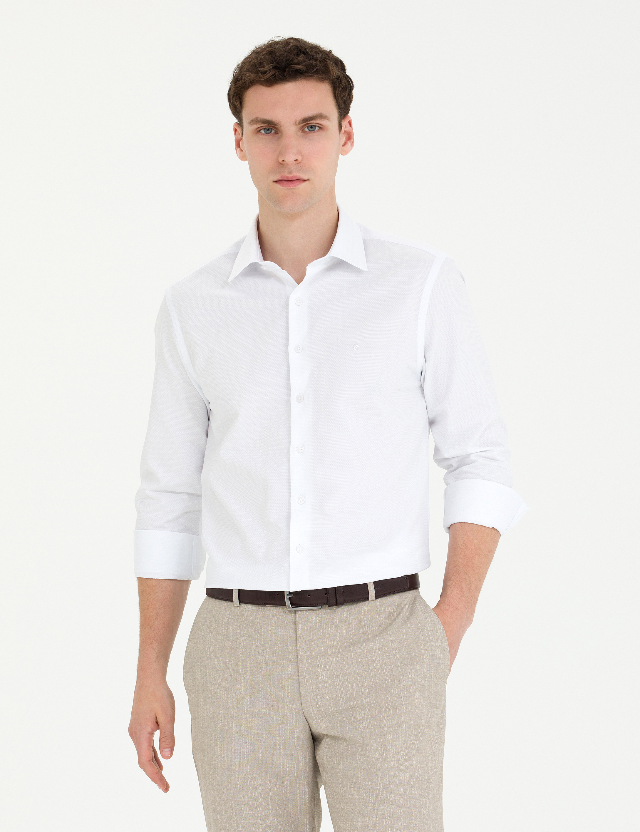 Beyaz Slim Fit Uzun Kollu Gömlek - Image 3