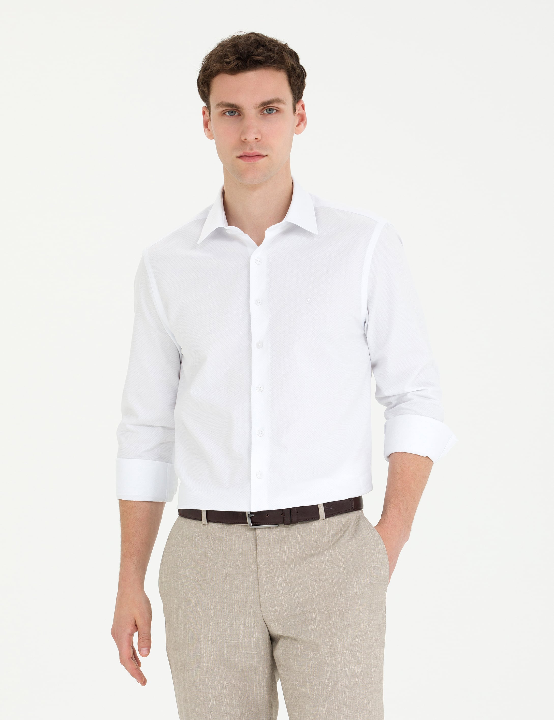 Beyaz Slim Fit Uzun Kollu Gömlek