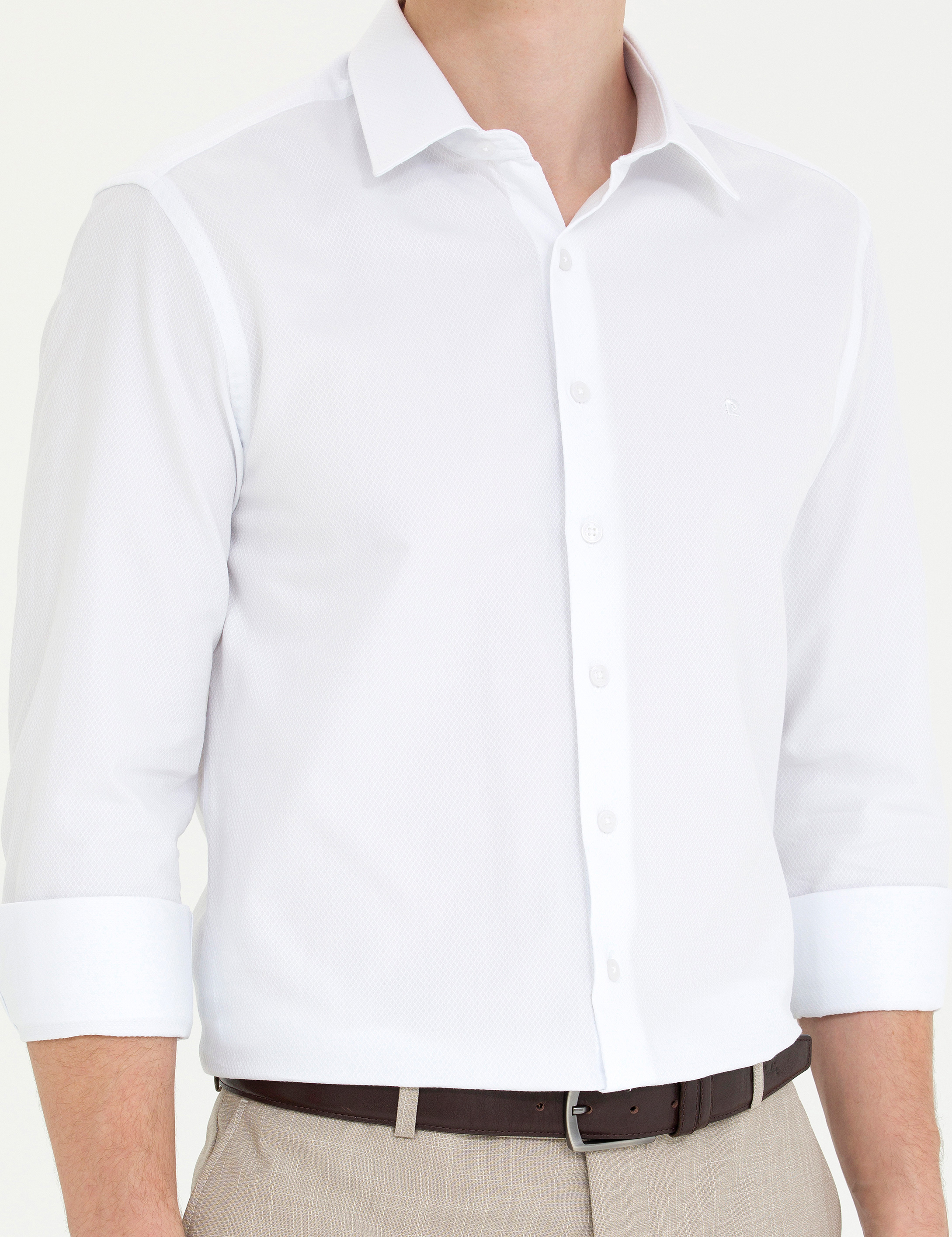 Beyaz Slim Fit Uzun Kollu Gömlek