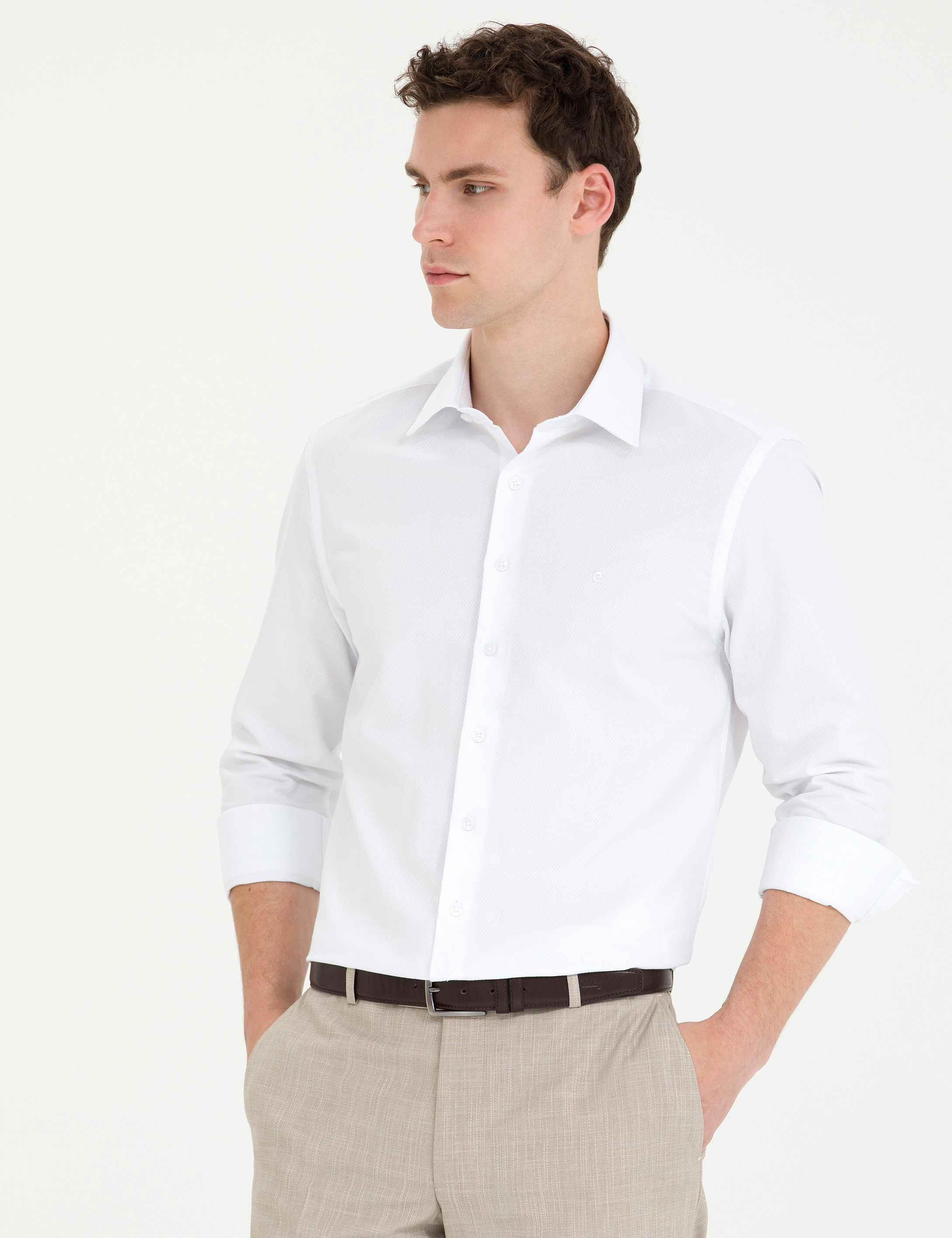 Beyaz Slim Fit Uzun Kollu Gömlek