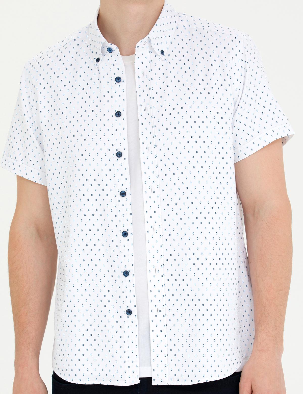 Açık Lacivert Slim Fit Kısa Kollu Gömlek - 50269453010