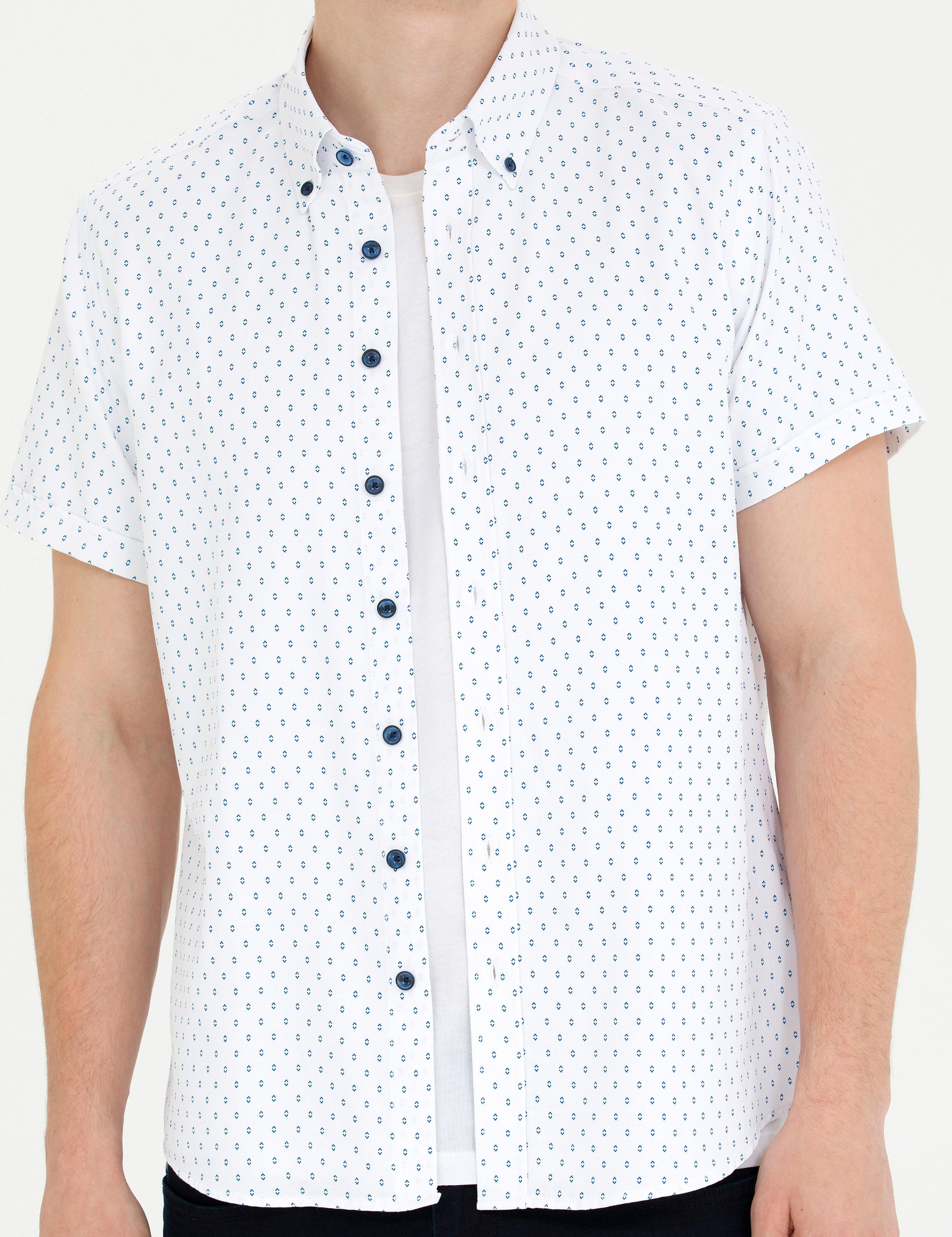 Açık Lacivert Slim Fit Kısa Kollu Gömlek