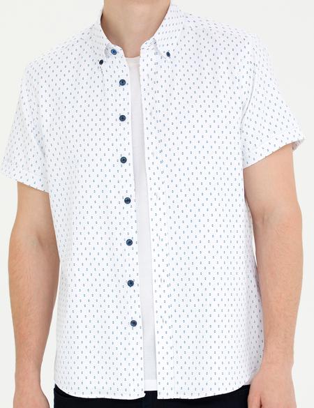 Açık Lacivert Slim Fit Kısa Kollu Gömlek - 50269453010