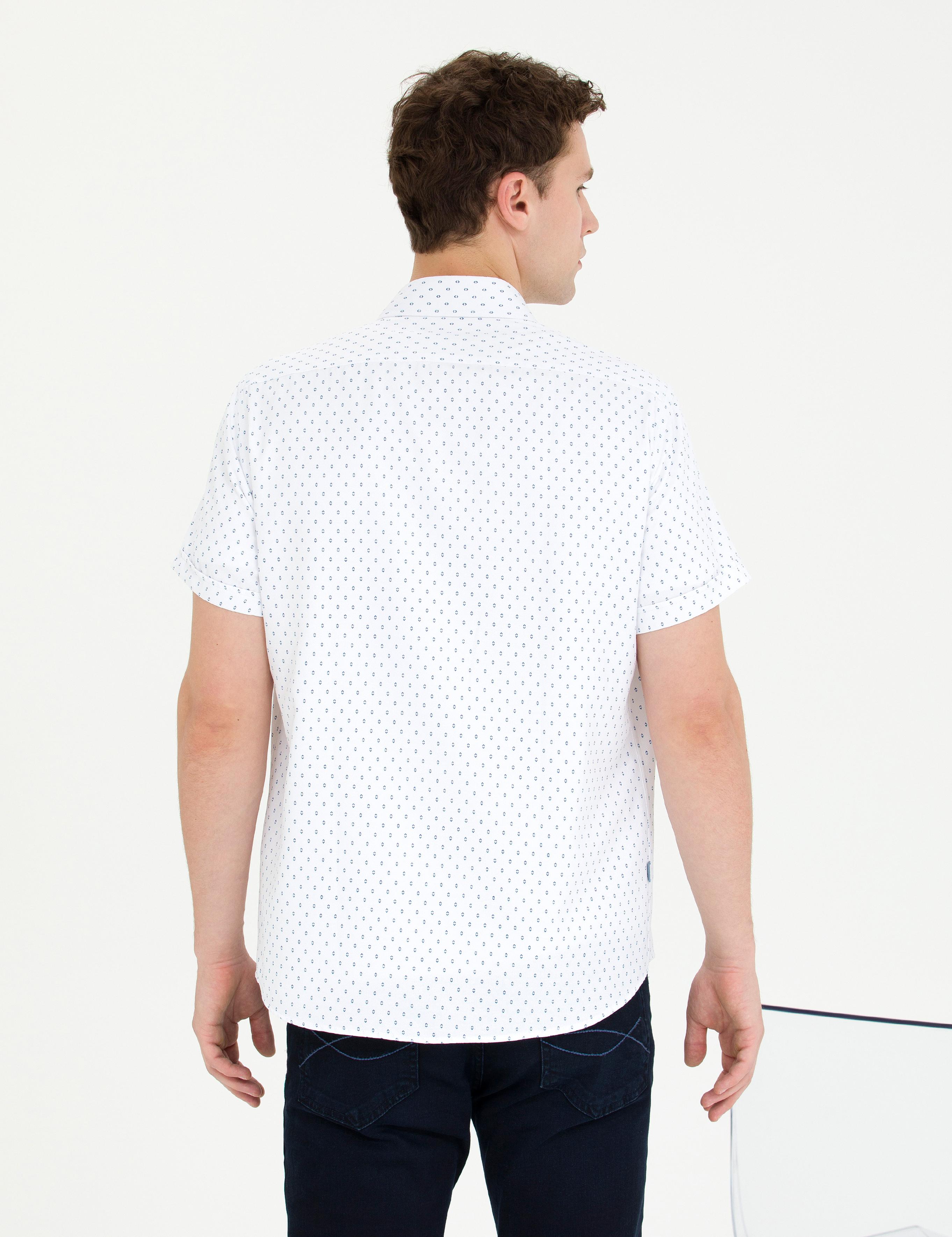 Açık Lacivert Slim Fit Kısa Kollu Gömlek