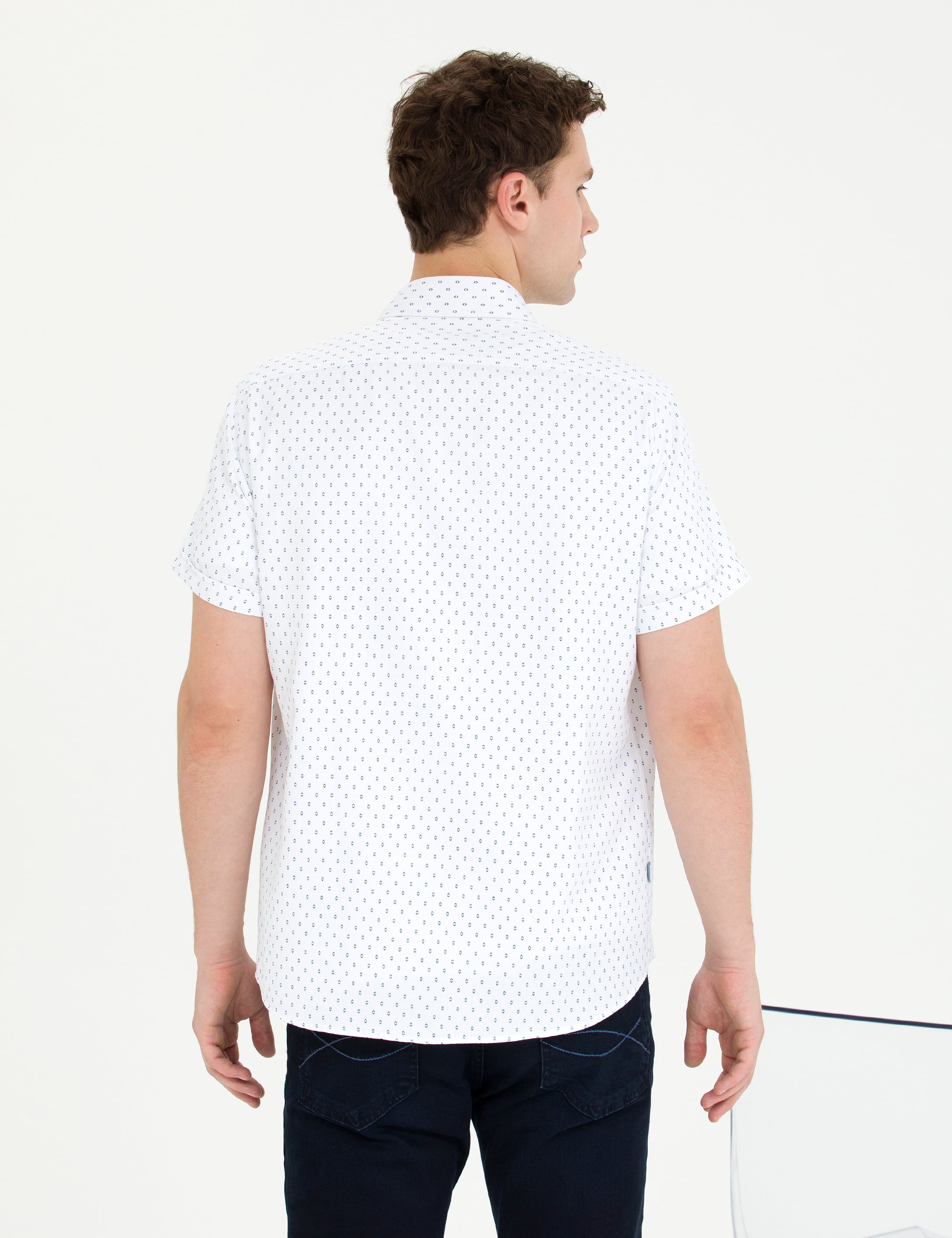 Açık Lacivert Slim Fit Kısa Kollu Gömlek - Image 5