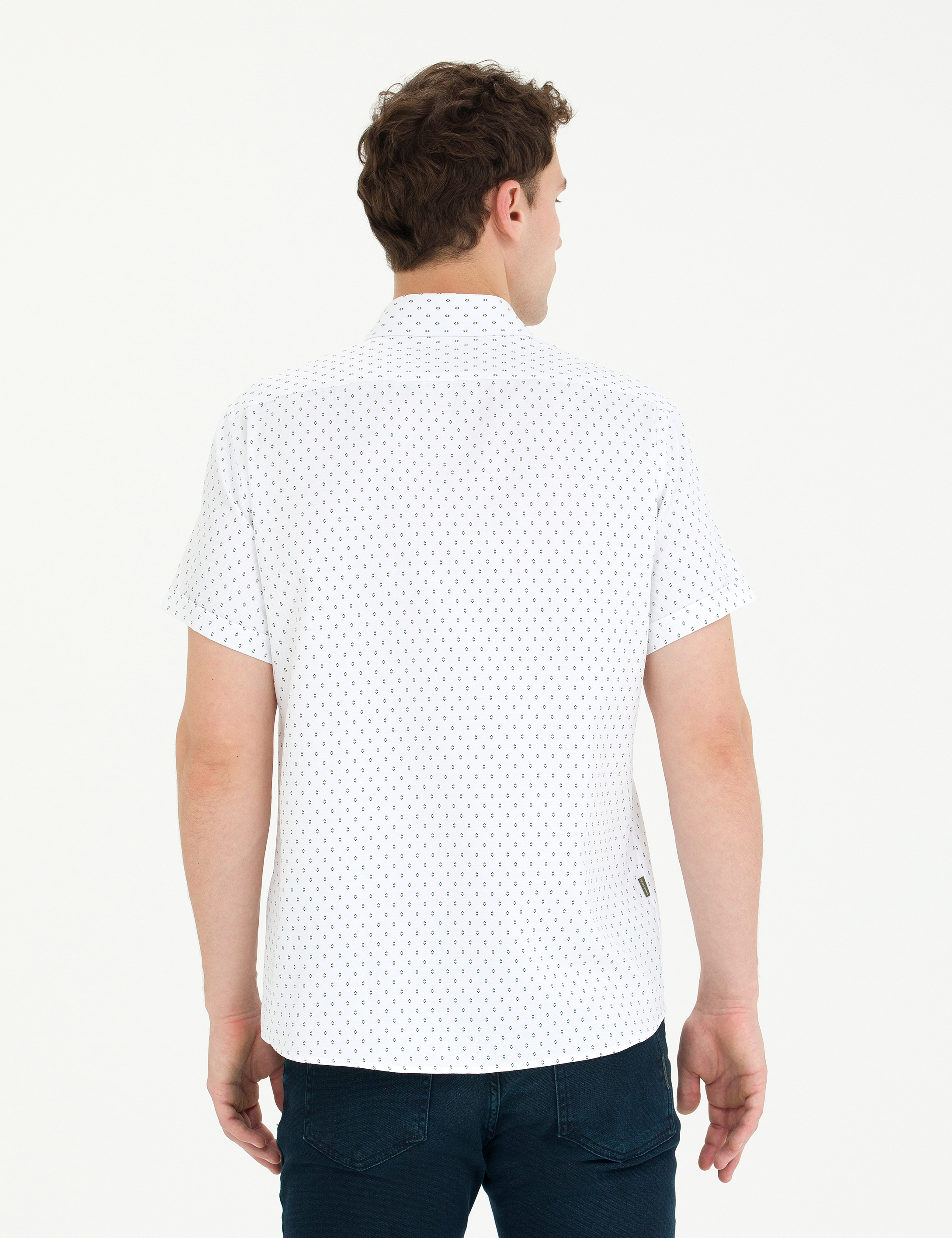 Haki Slim Fit Kısa Kollu Gömlek - Image 5