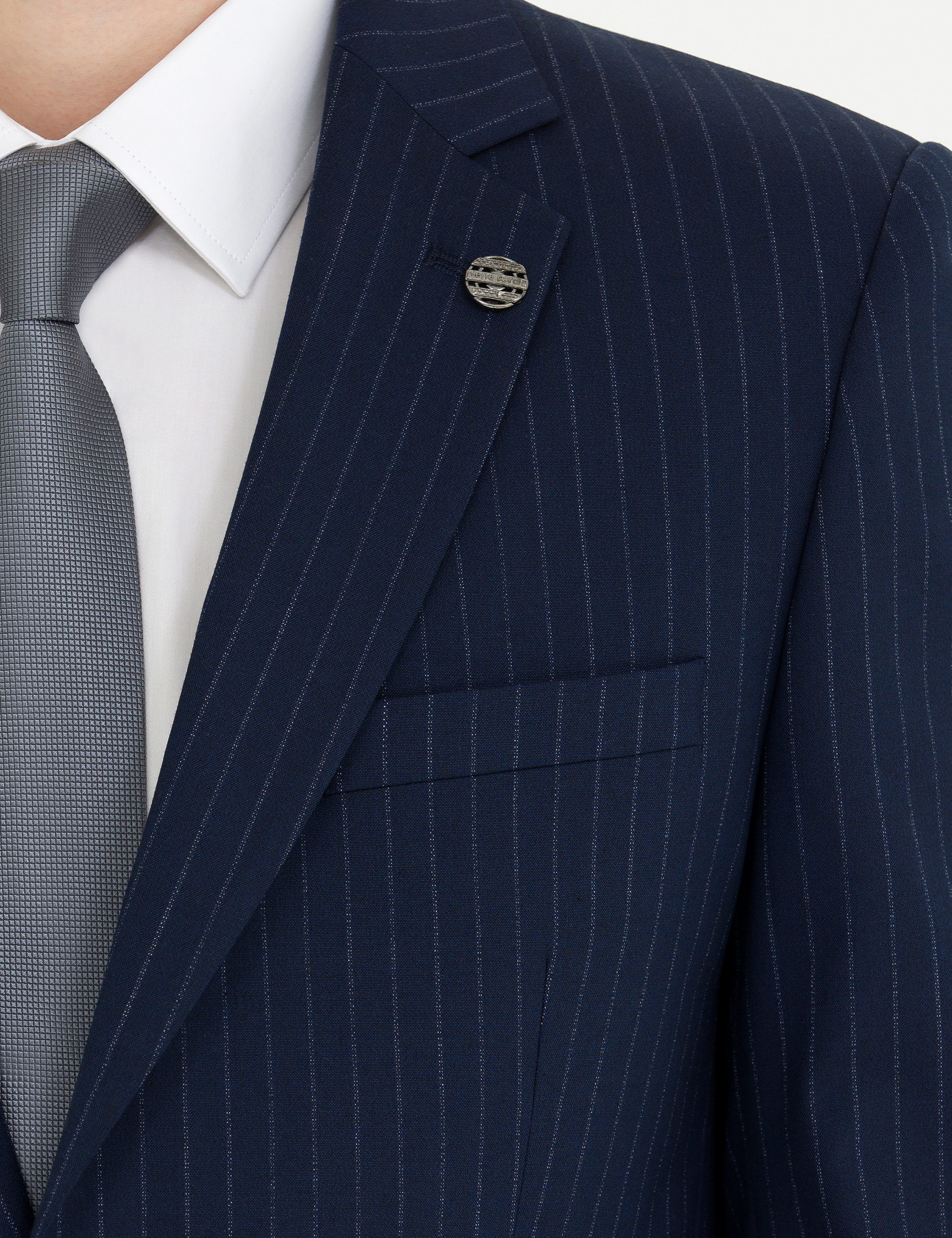 Lacivert Ekstra Slim Fit Çizgili Takım Elbise - Image 7