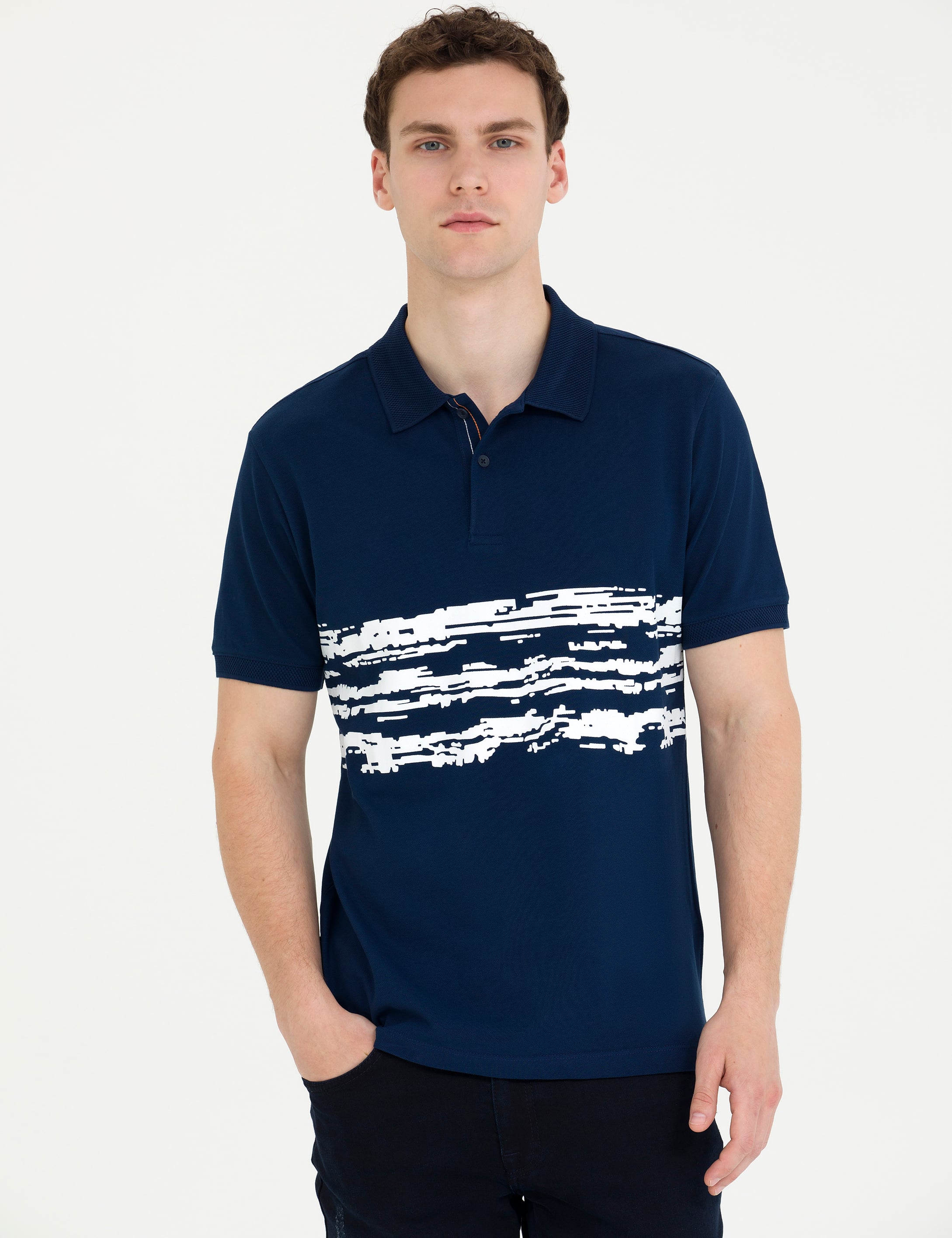 Lacivert Slim Fit Polo Yaka Tişört - Image 1