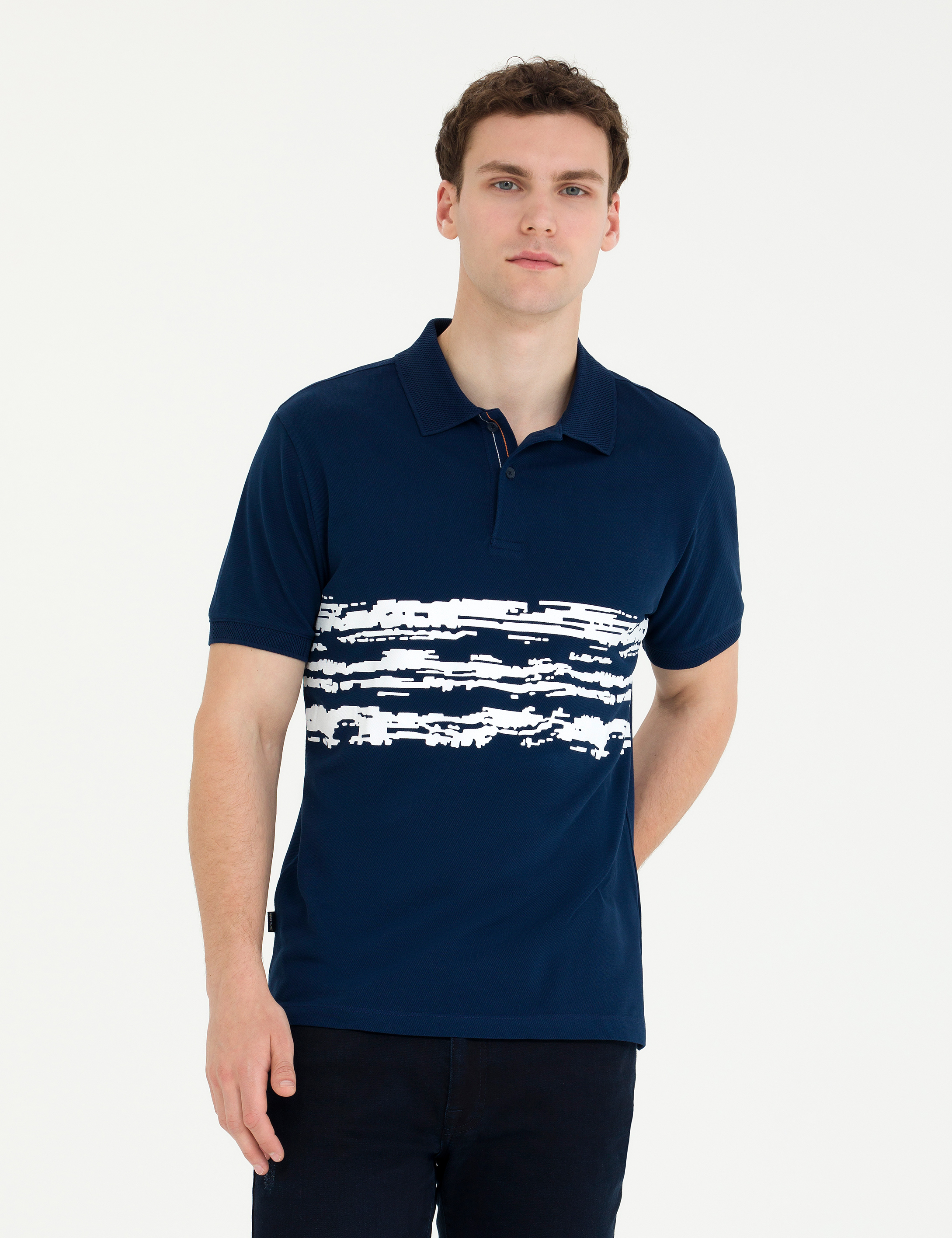 Lacivert Slim Fit Polo Yaka Tişört - Image 3