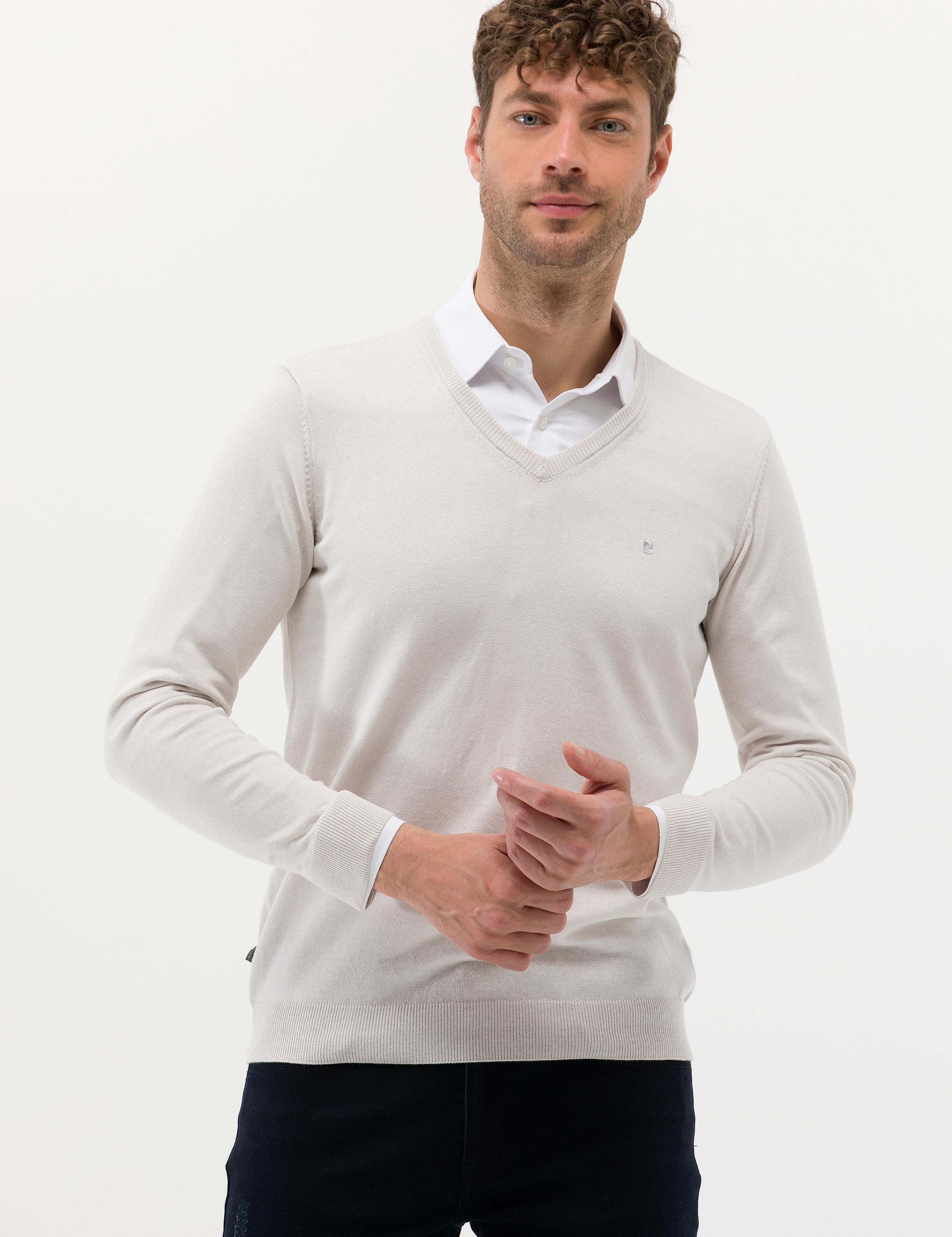 Taş Slim Fit V Yaka Basic Triko Kazak