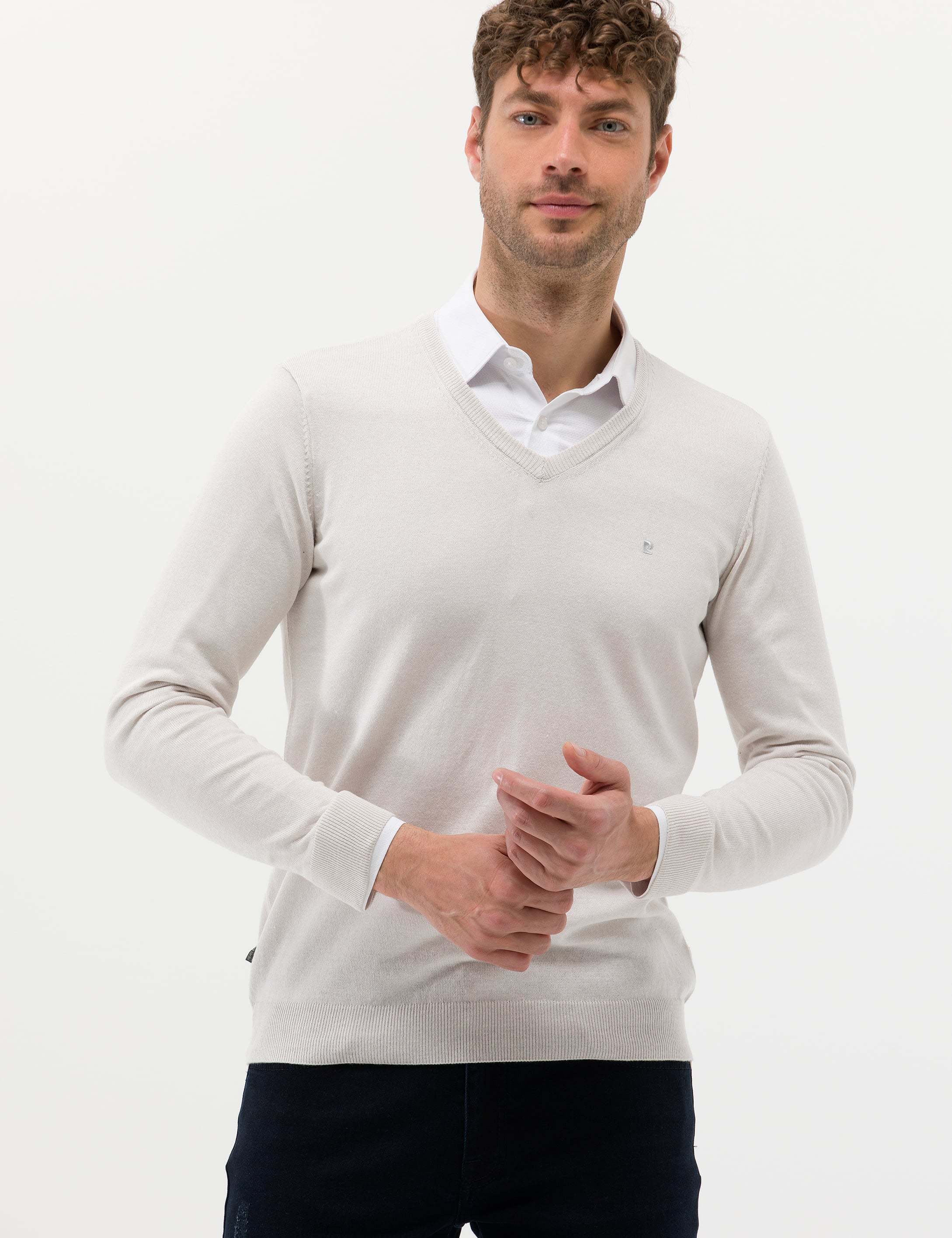 Taş Slim Fit V Yaka Basic Triko Kazak