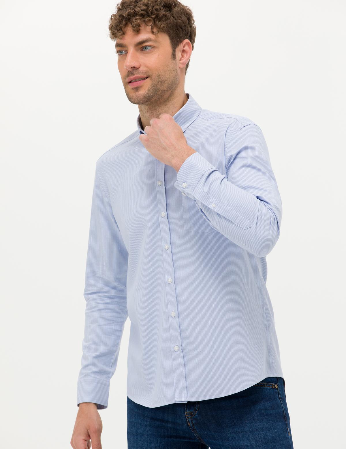 Açık Mavi Regular Fit Uzun Kollu Gömlek - 50276877008