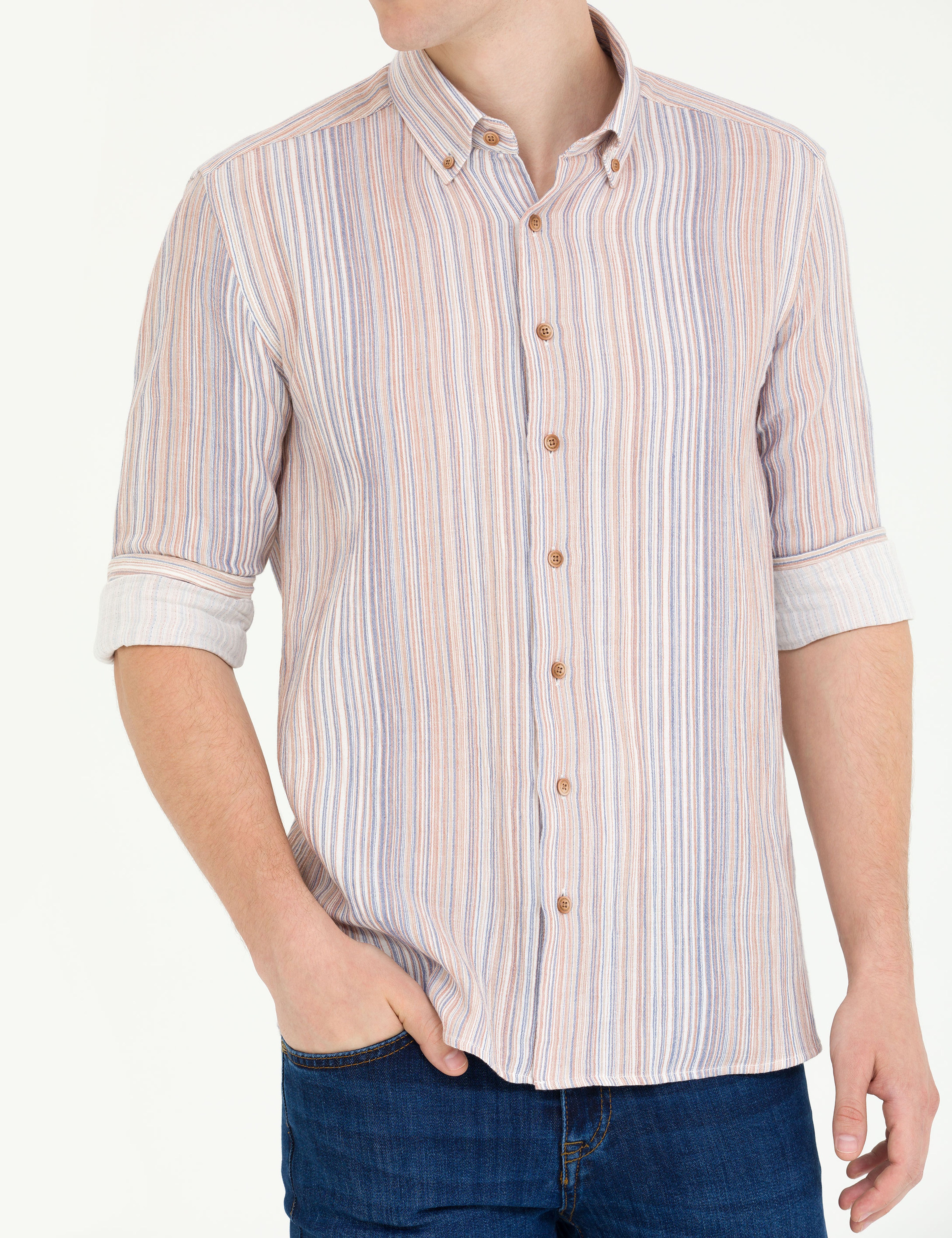 Lacivert Regular Fit Uzun Kollu Gömlek - Image 6
