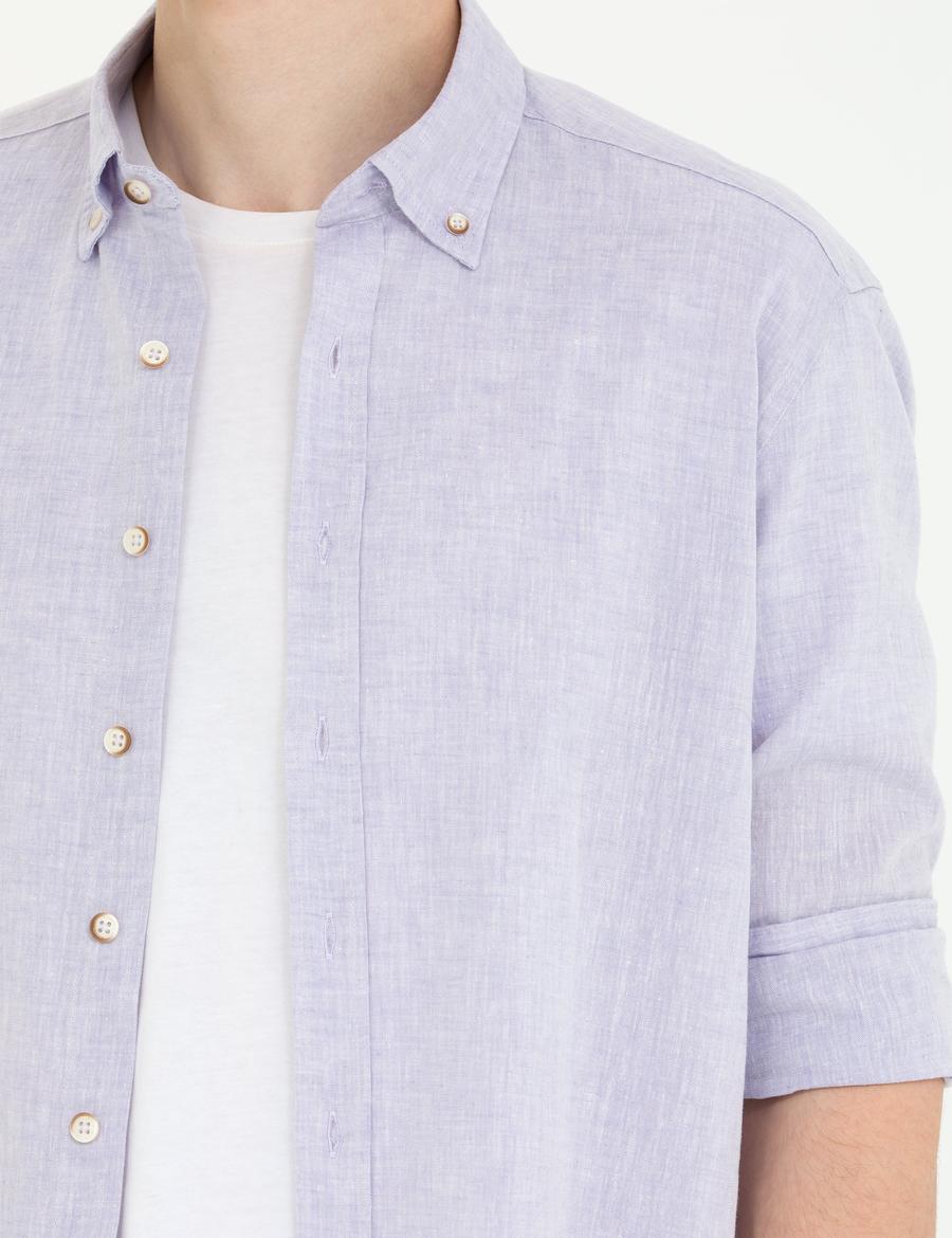 Lila Regular Fit Uzun Kollu Gömlek