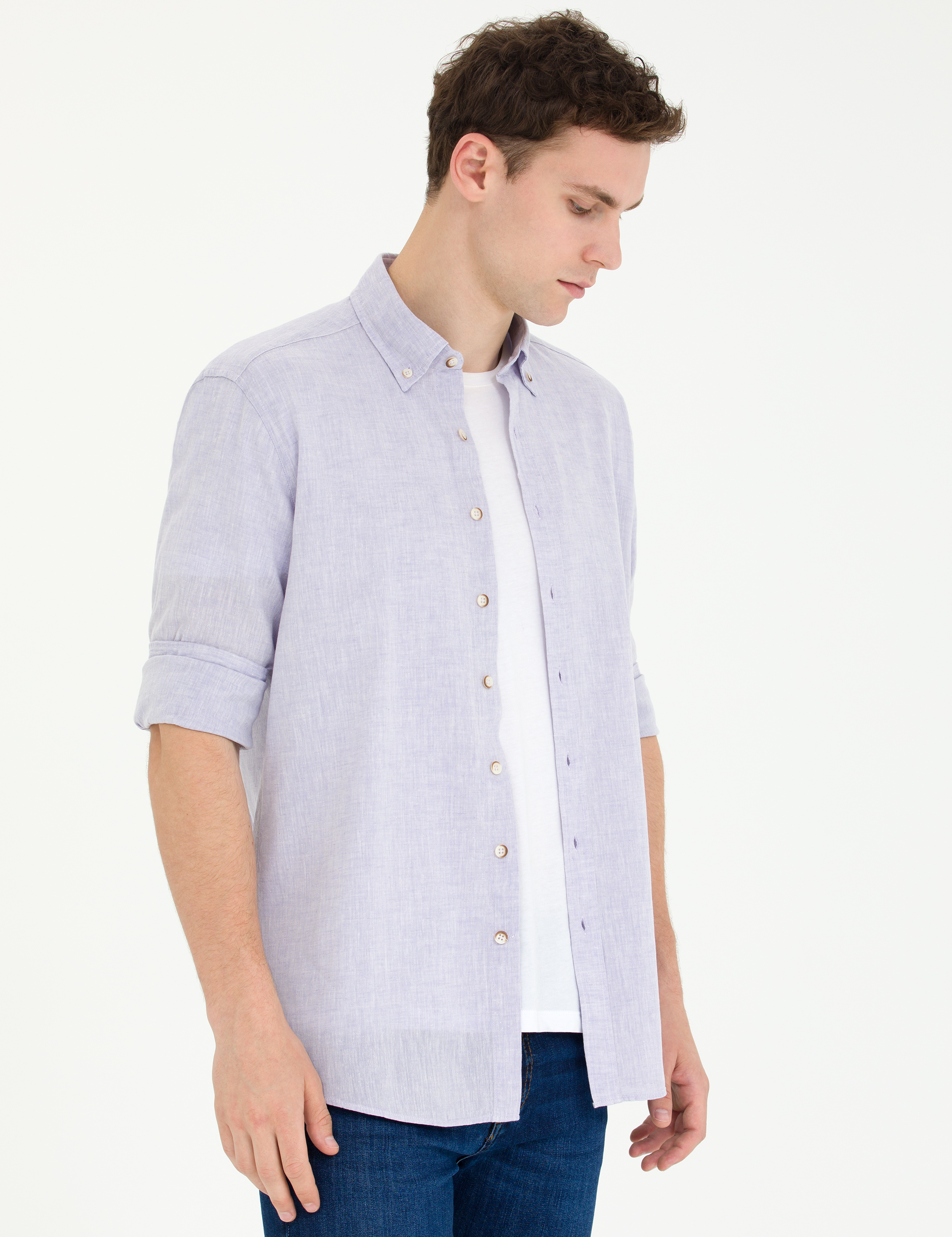 Pierre Cardin Lila Regular Fit Uzun Kollu Gömlek görsel 3