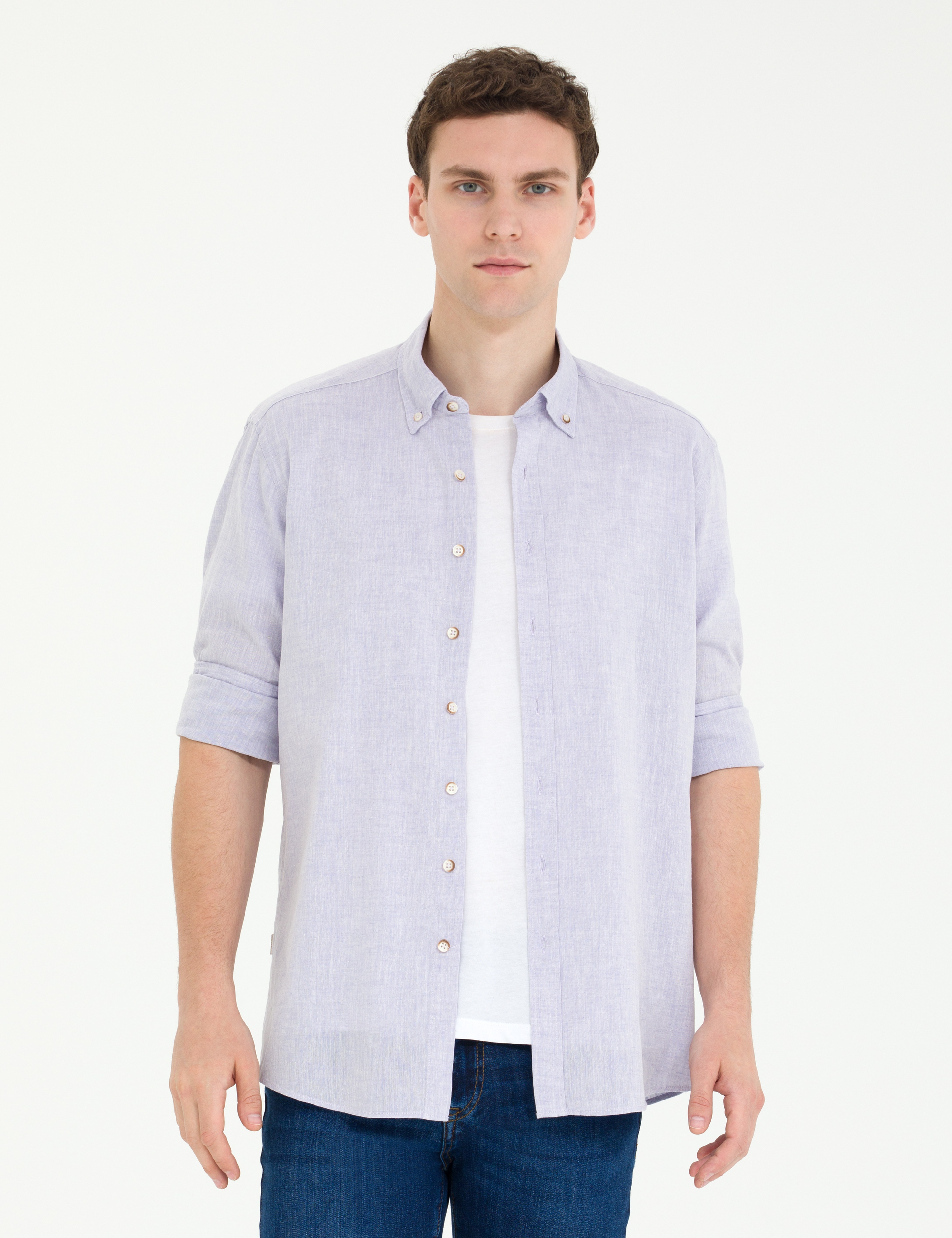 Lila Regular Fit Uzun Kollu Gömlek - Image 1
