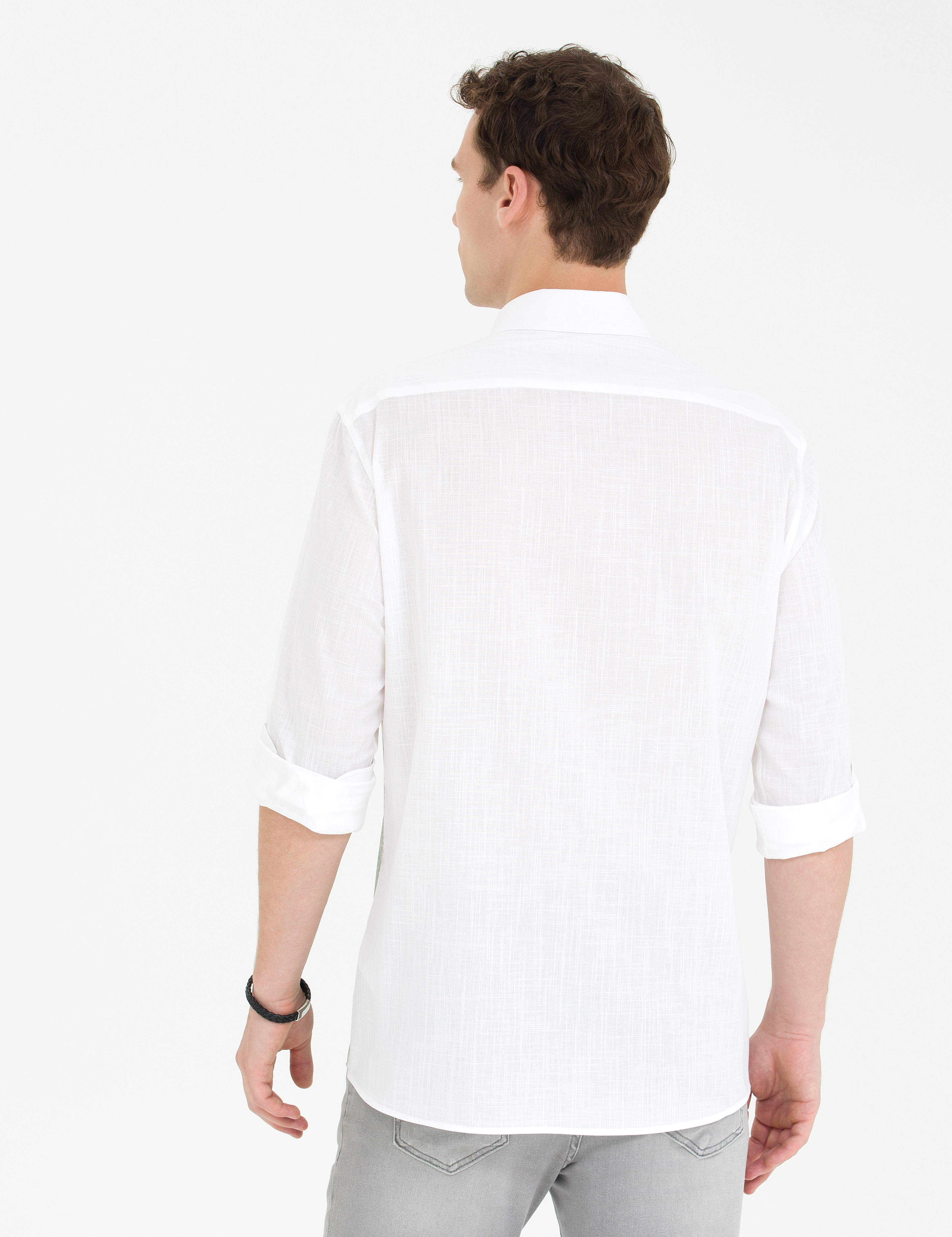 Haki Slim Fit Uzun Kollu Gömlek - Image 5