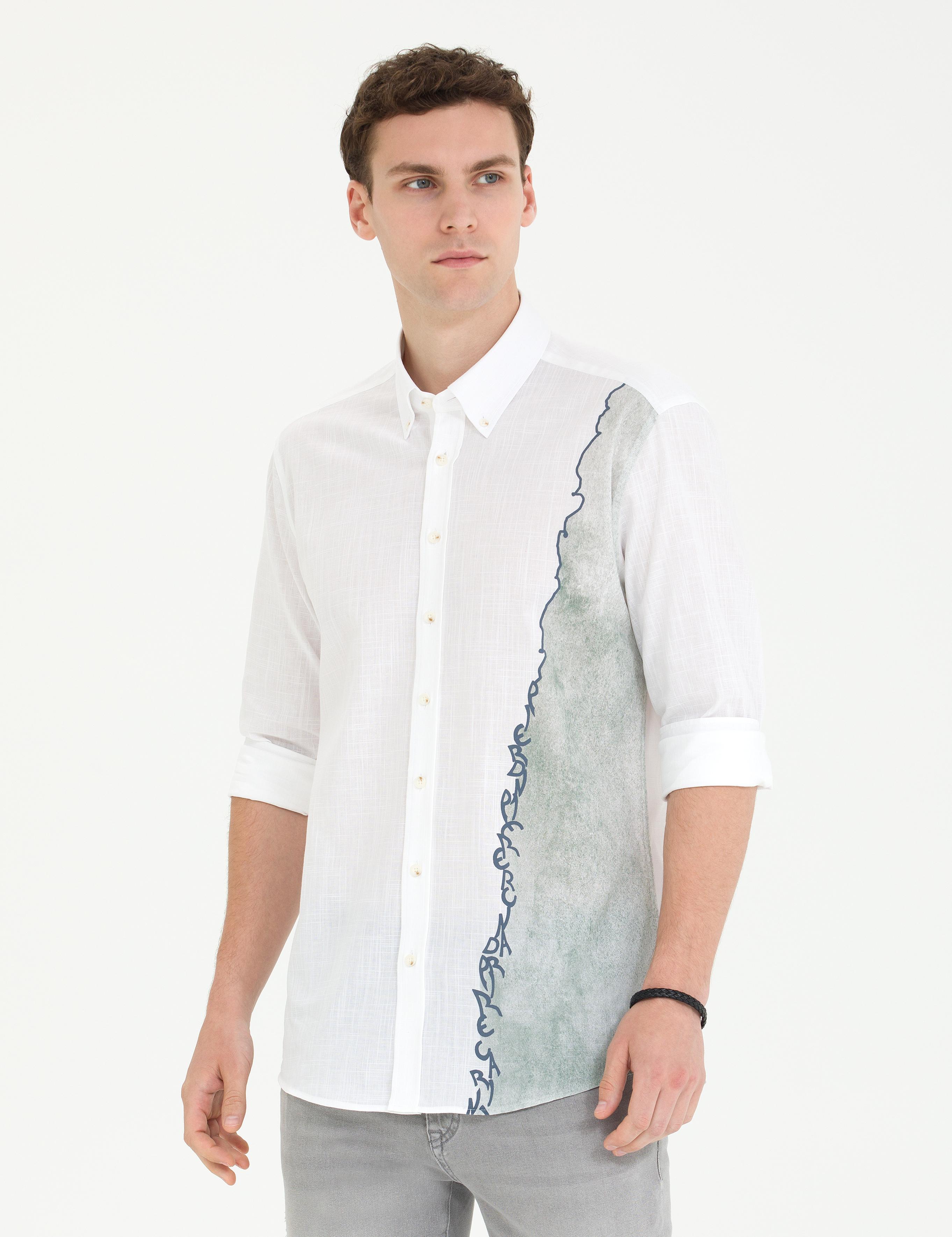 Haki Slim Fit Uzun Kollu Gömlek