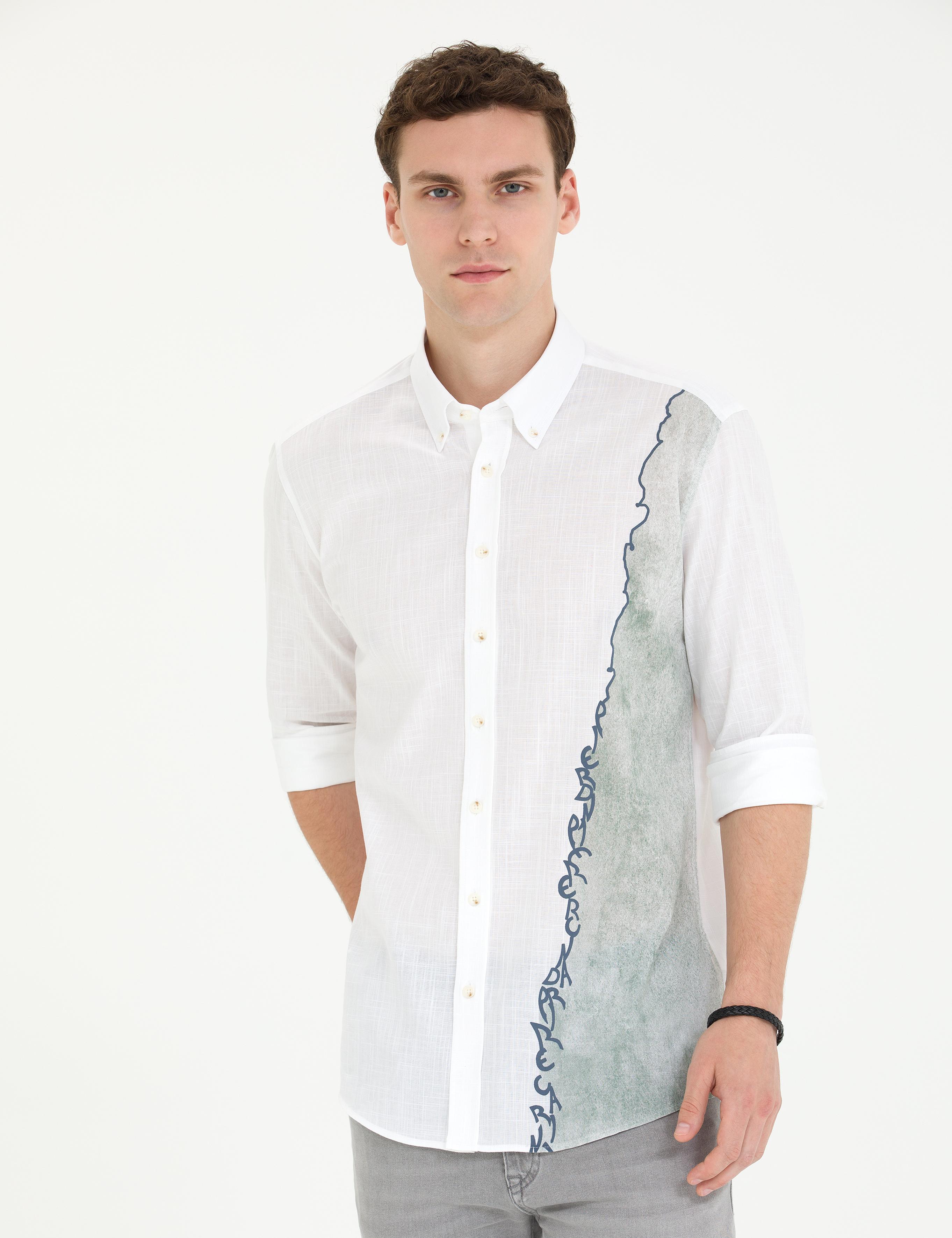 Haki Slim Fit Uzun Kollu Gömlek