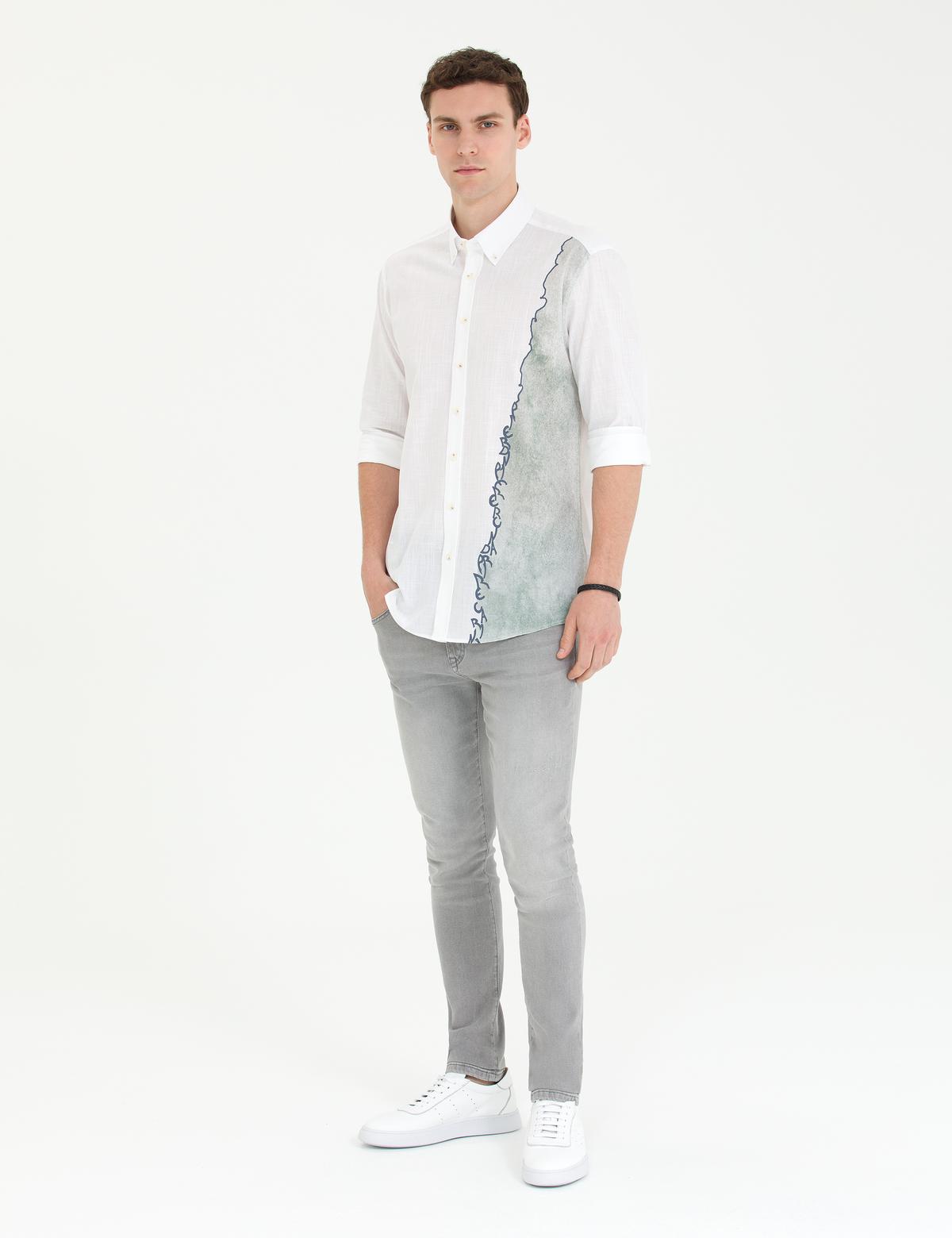 Haki Slim Fit Uzun Kollu Gömlek - 50265592027