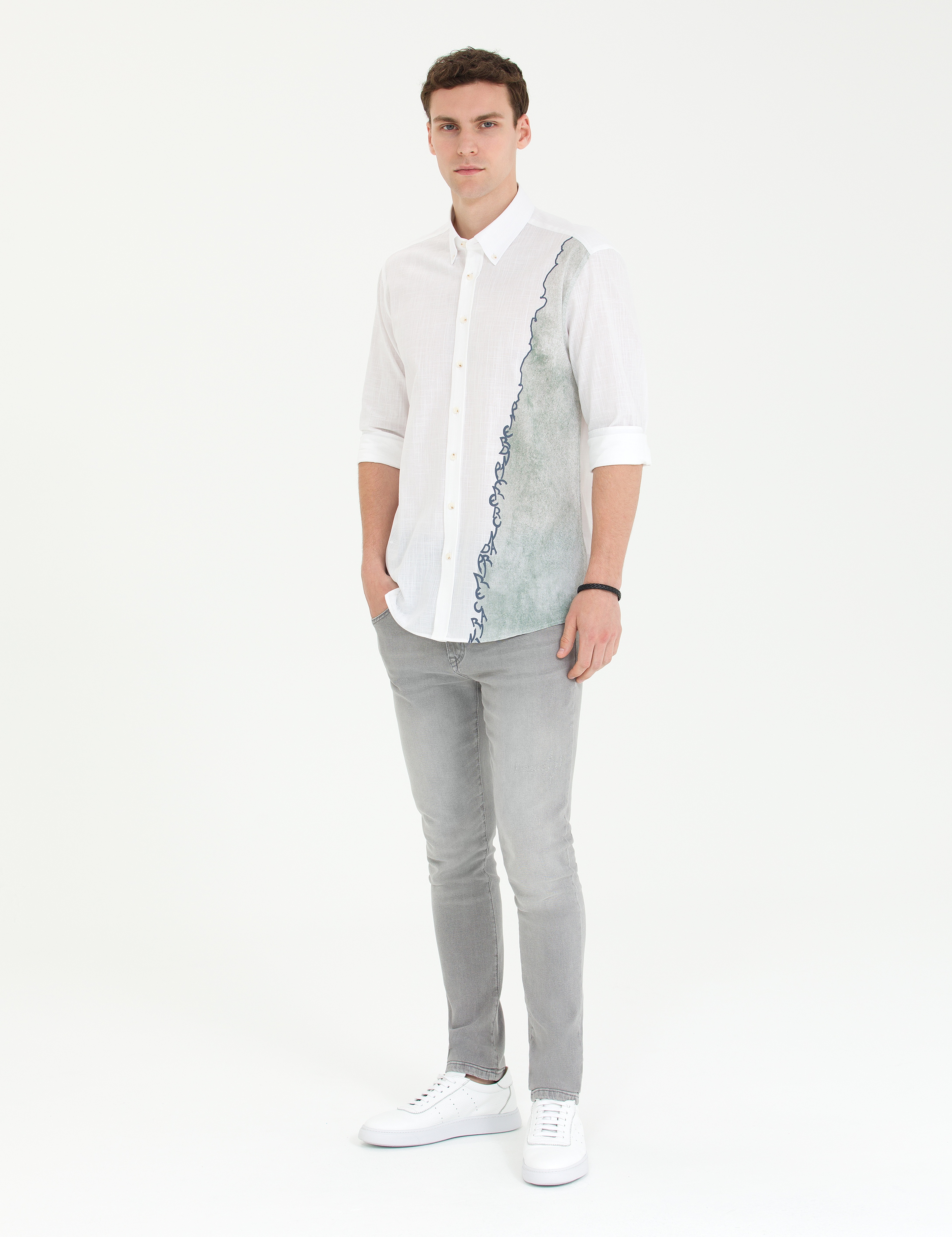 Haki Slim Fit Uzun Kollu Gömlek - Image 4