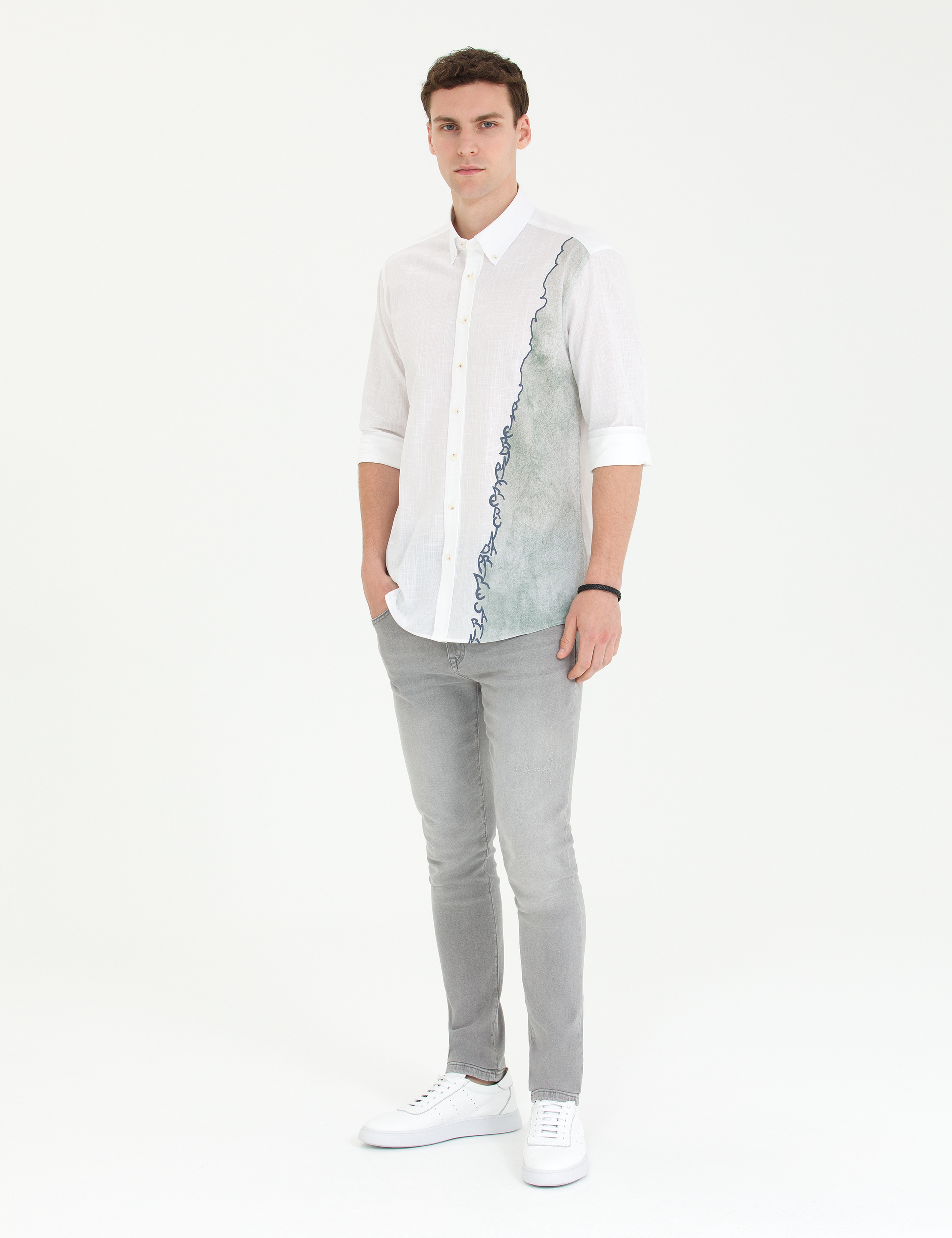 Haki Slim Fit Uzun Kollu Gömlek