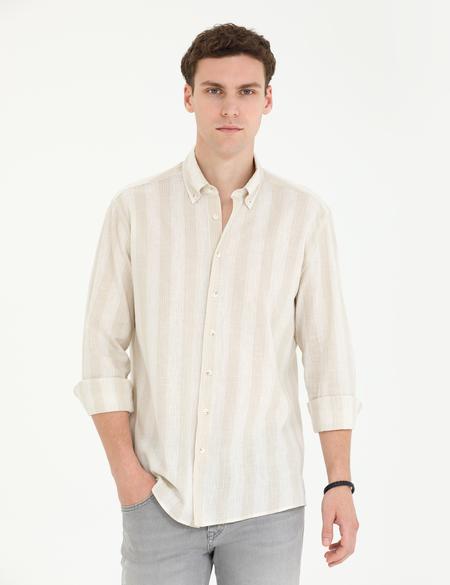 Bej Regular Fit Uzun Kollu Gömlek - 50265625023