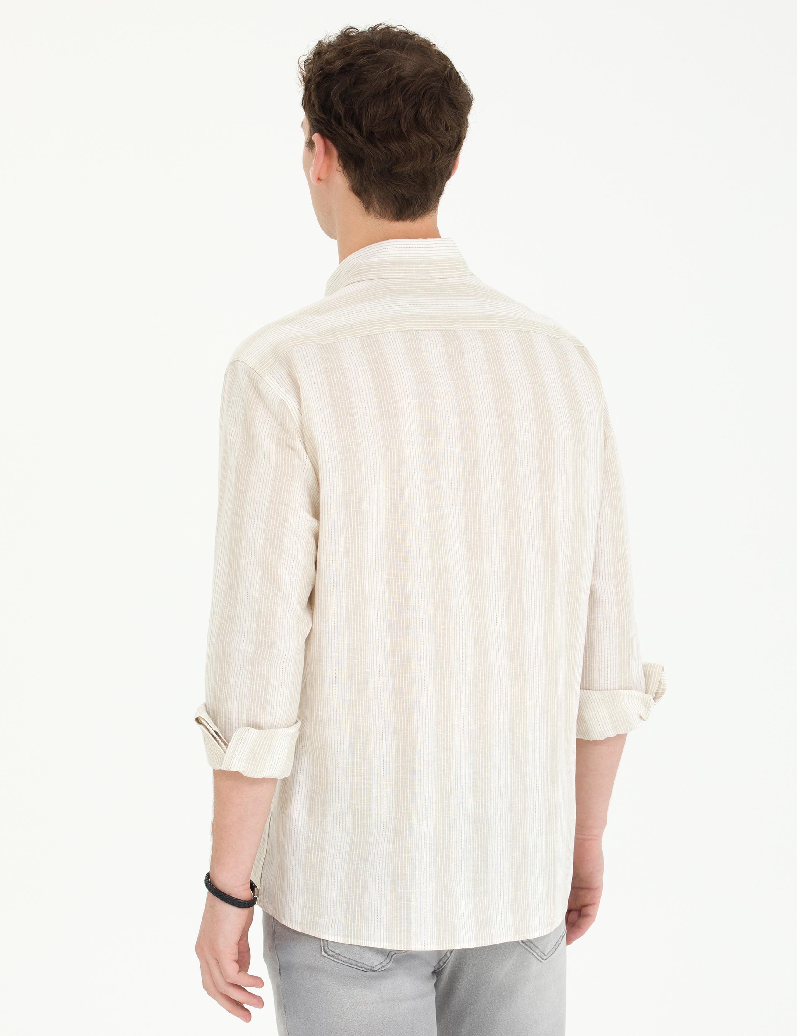 Bej Regular Fit Uzun Kollu Gömlek