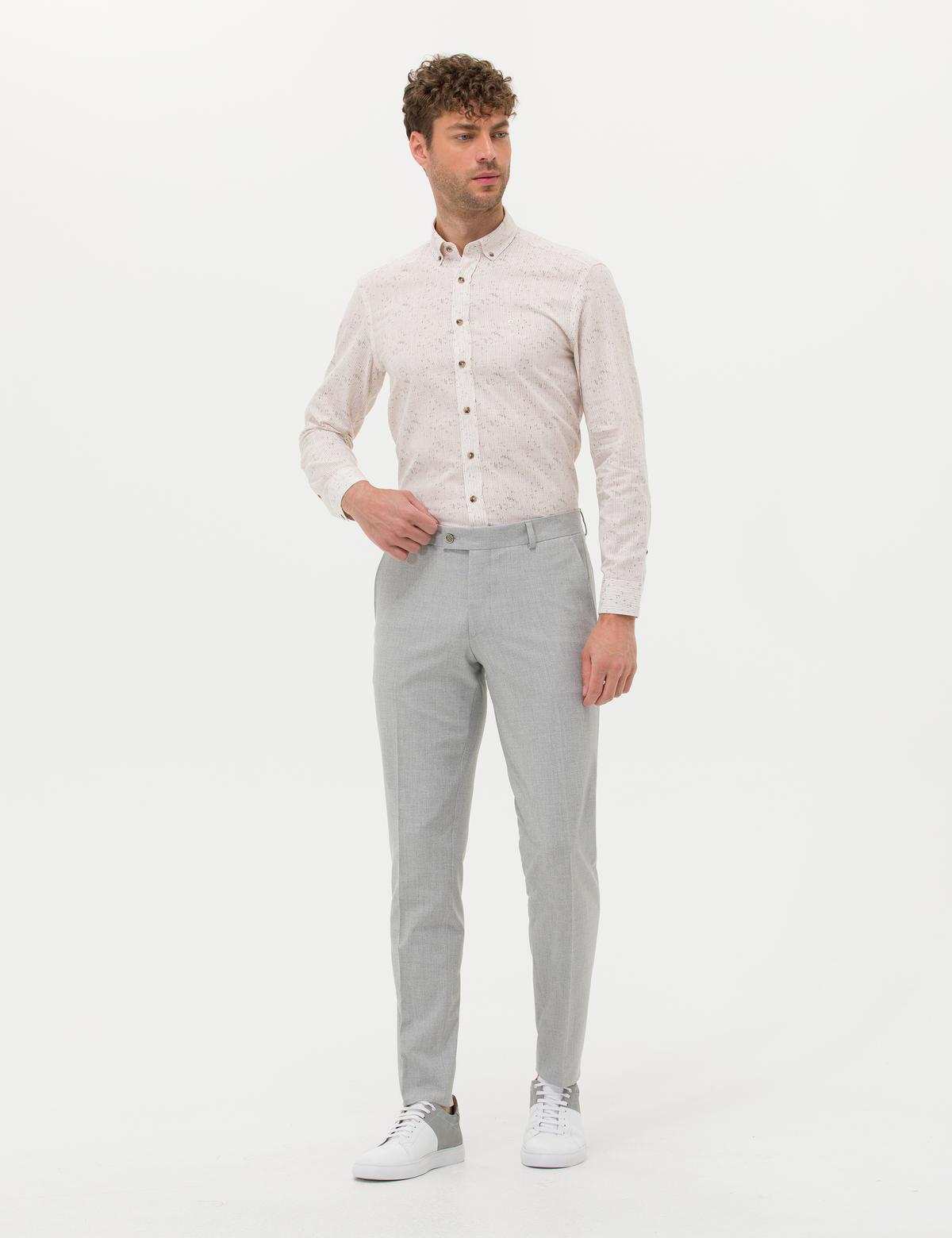 Bej Slim Fit Uzun Kollu Gömlek - 50272207016