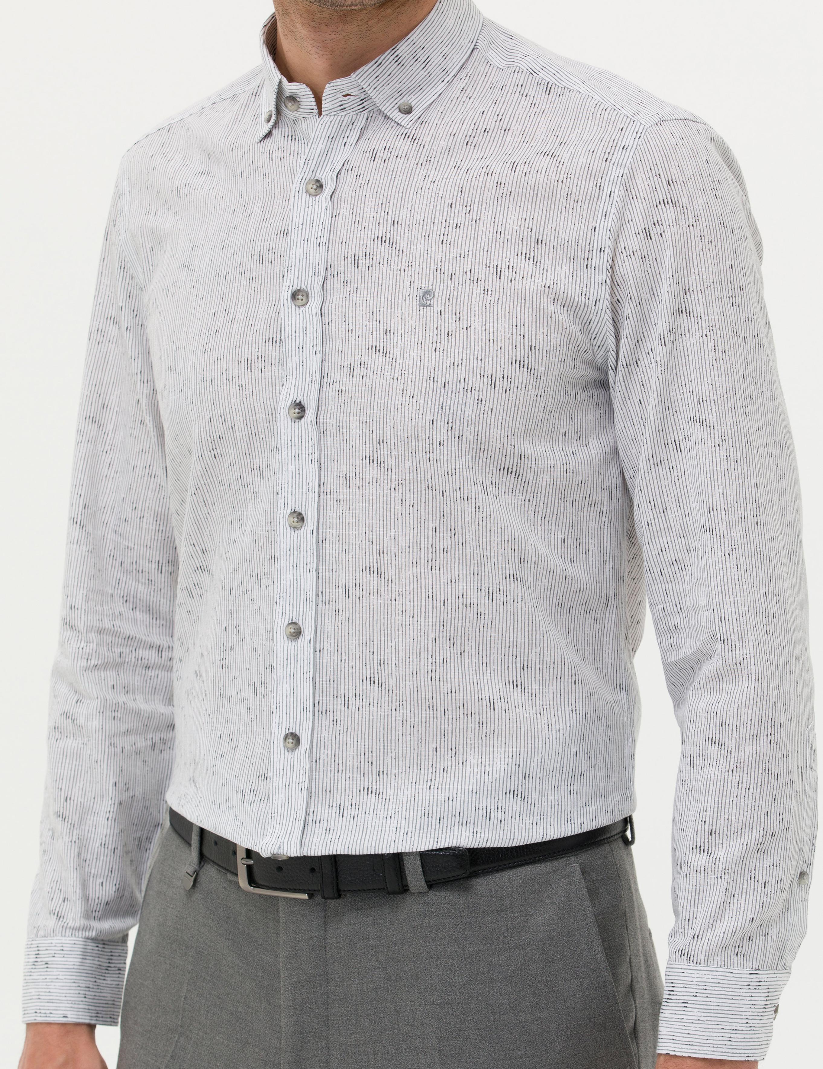 Gri Slim Fit Uzun Kollu Gömlek