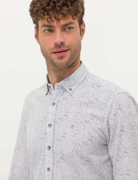 Gri Slim Fit Uzun Kollu Gömlek - 50272207024