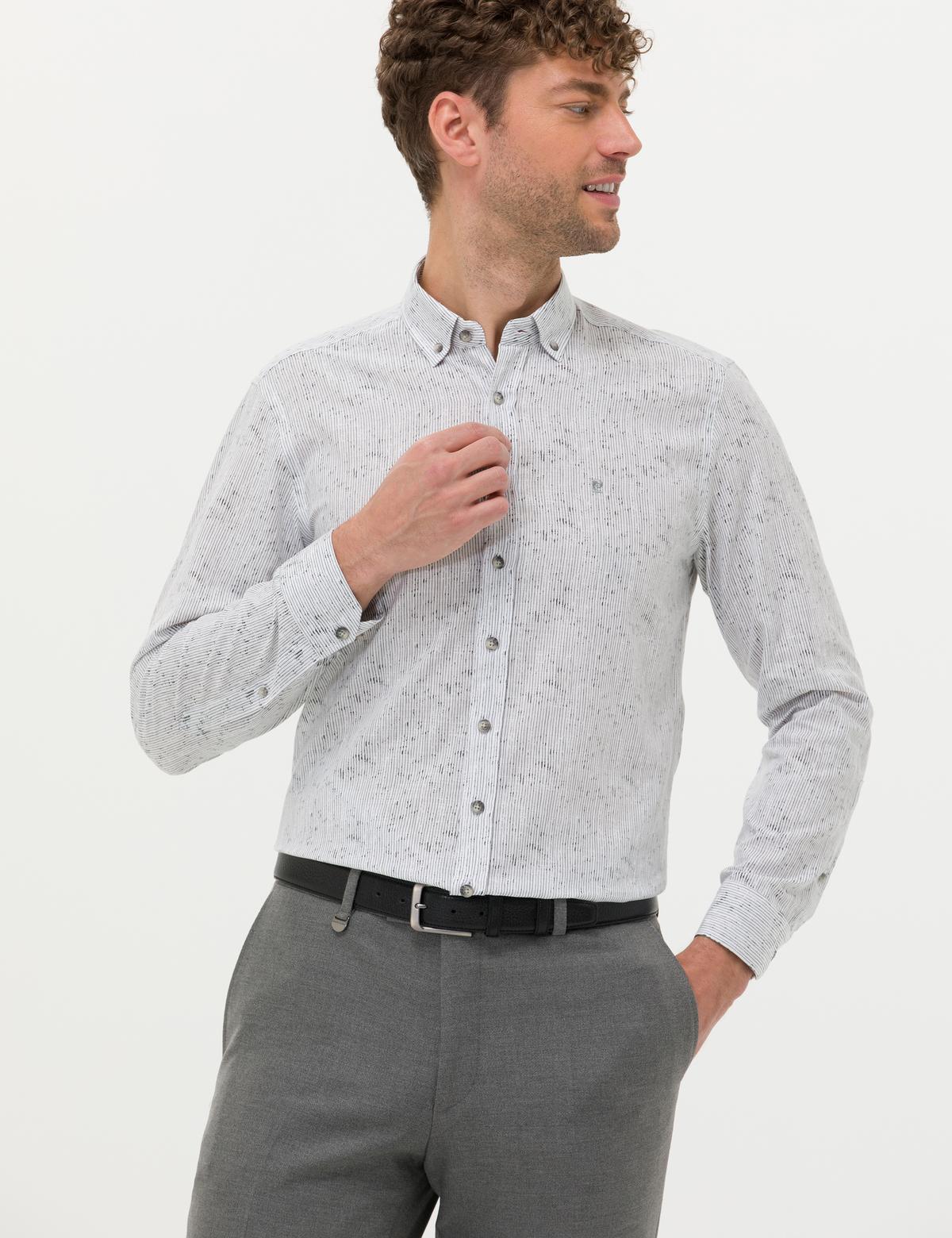 Gri Slim Fit Uzun Kollu Gömlek - 50272207024