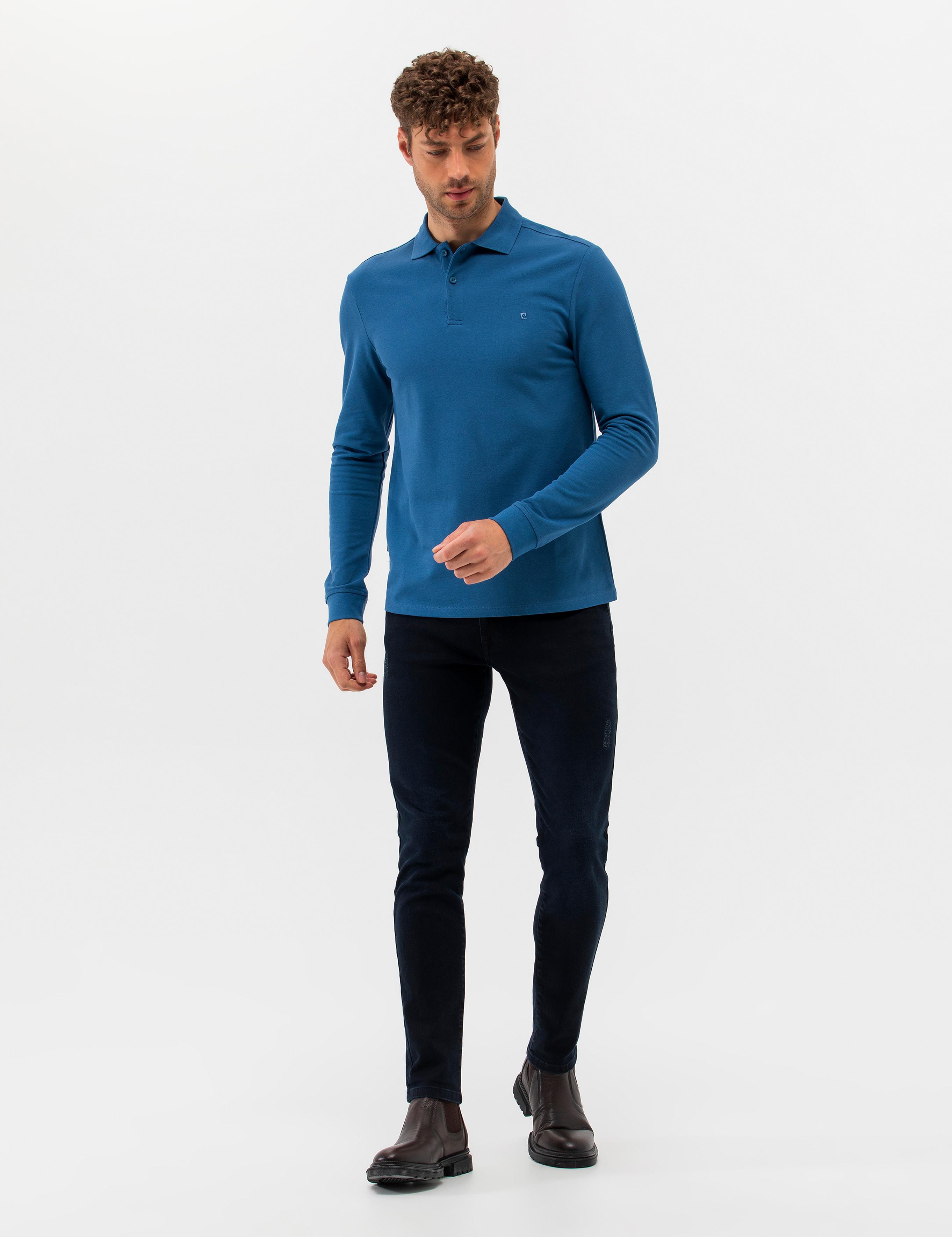 Açık Lacivert Slim Fit Basic Sweatshirt