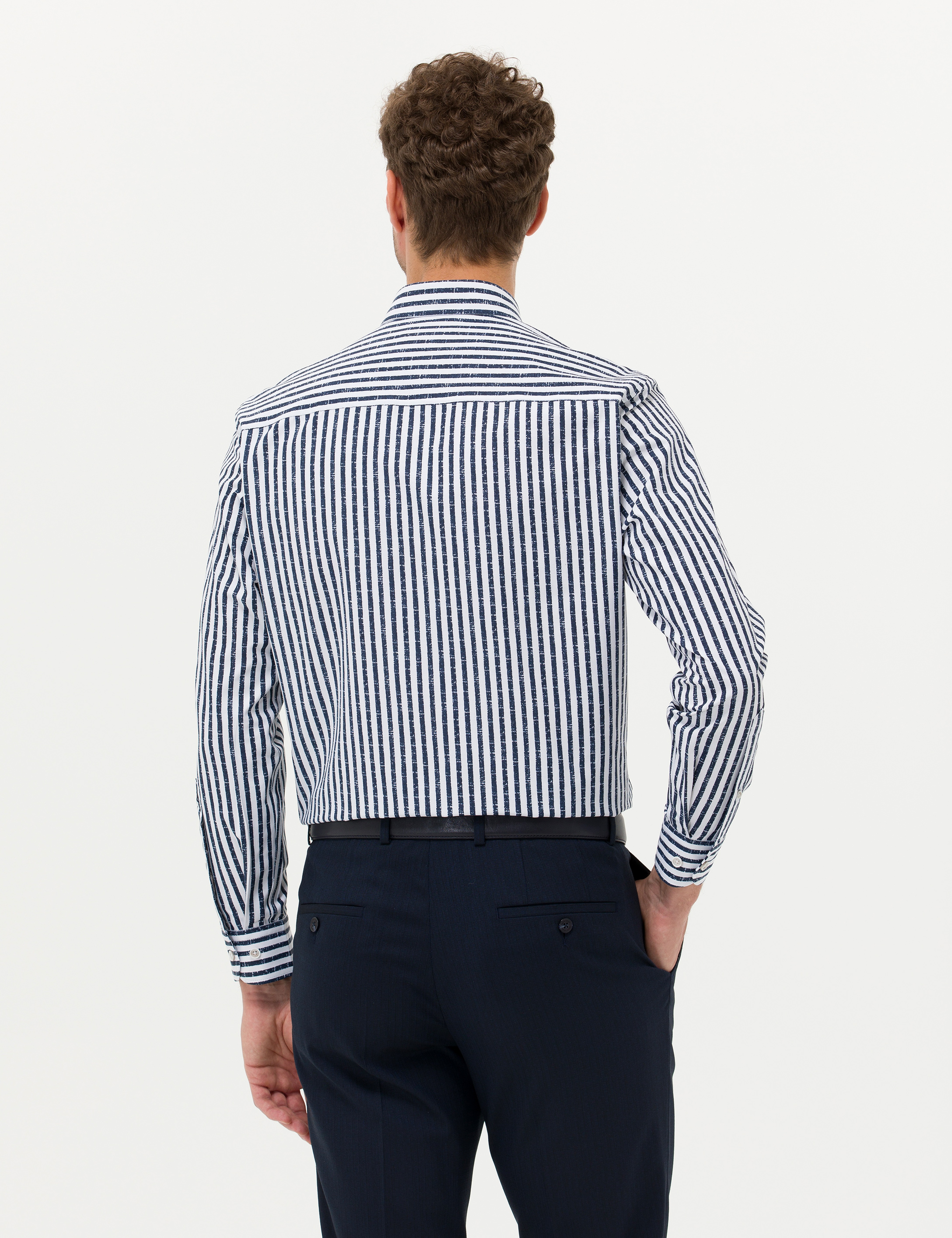Lacivert Regular Fit Uzun Kollu Gömlek - Image 5