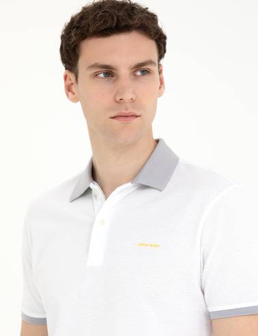 Beyaz Slim Fit Polo Yaka Tişört