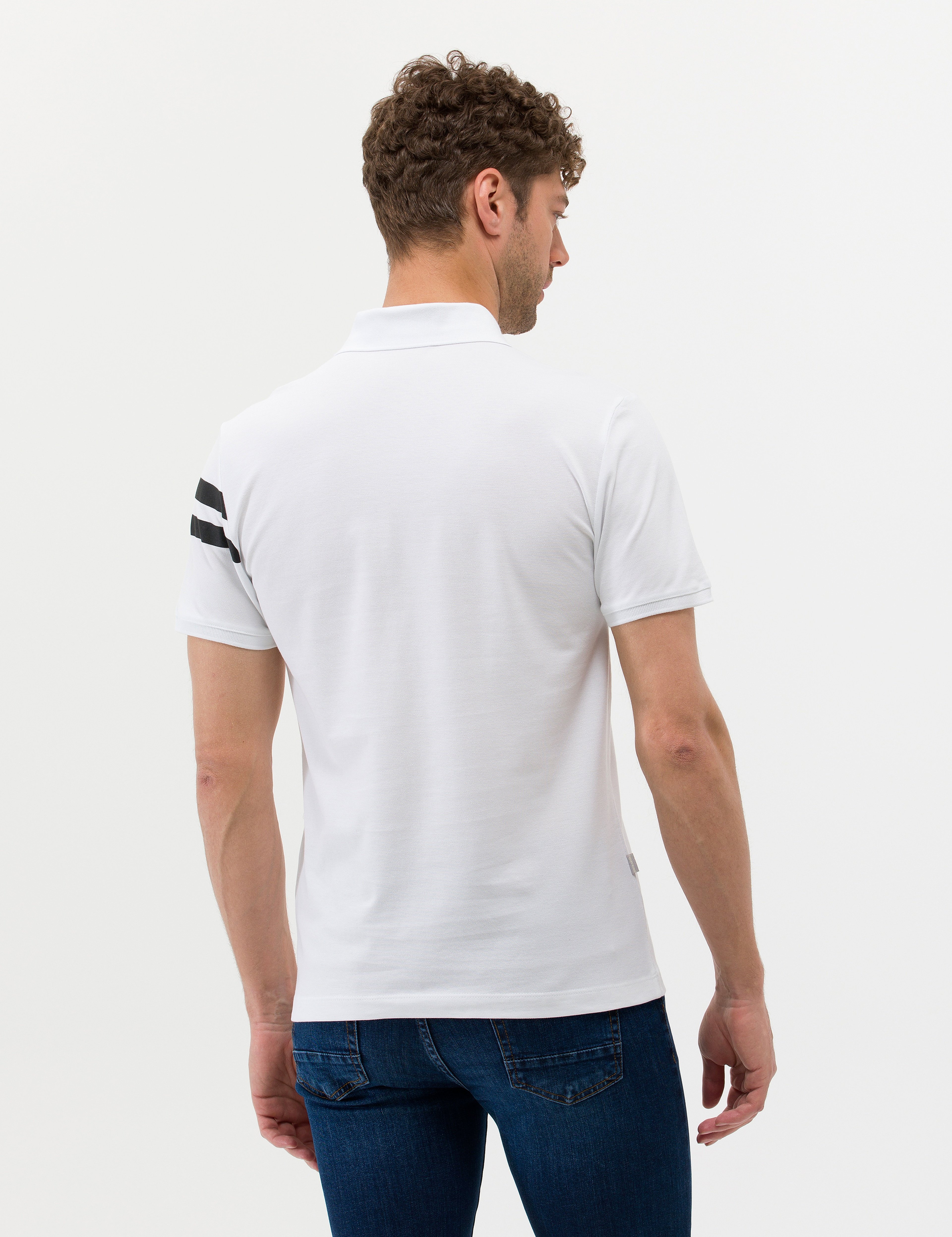Beyaz Slim Fit Polo Yaka Tişört - Image 5