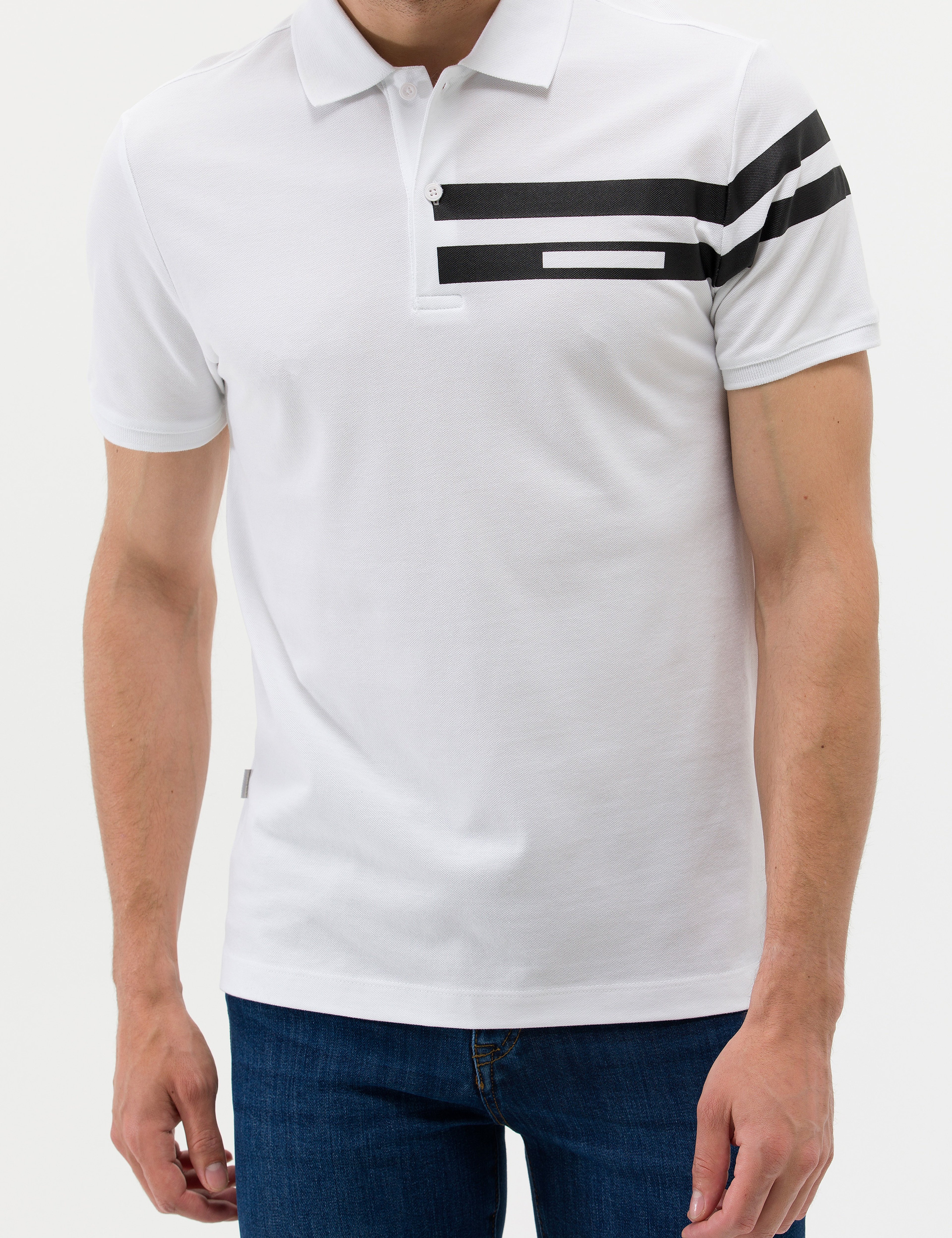 Beyaz Slim Fit Polo Yaka Tişört
