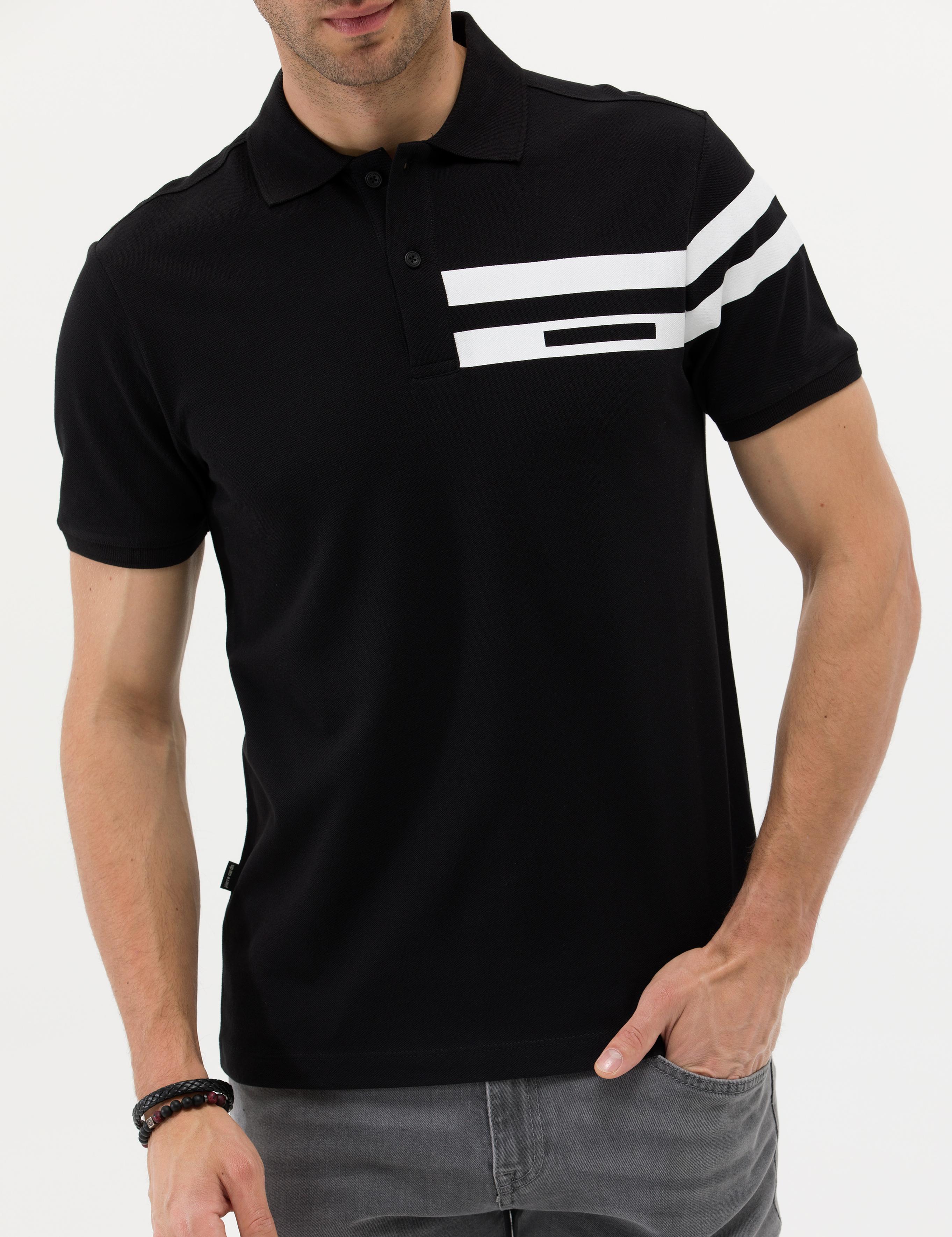 Siyah Slim Fit Polo Yaka Tişört