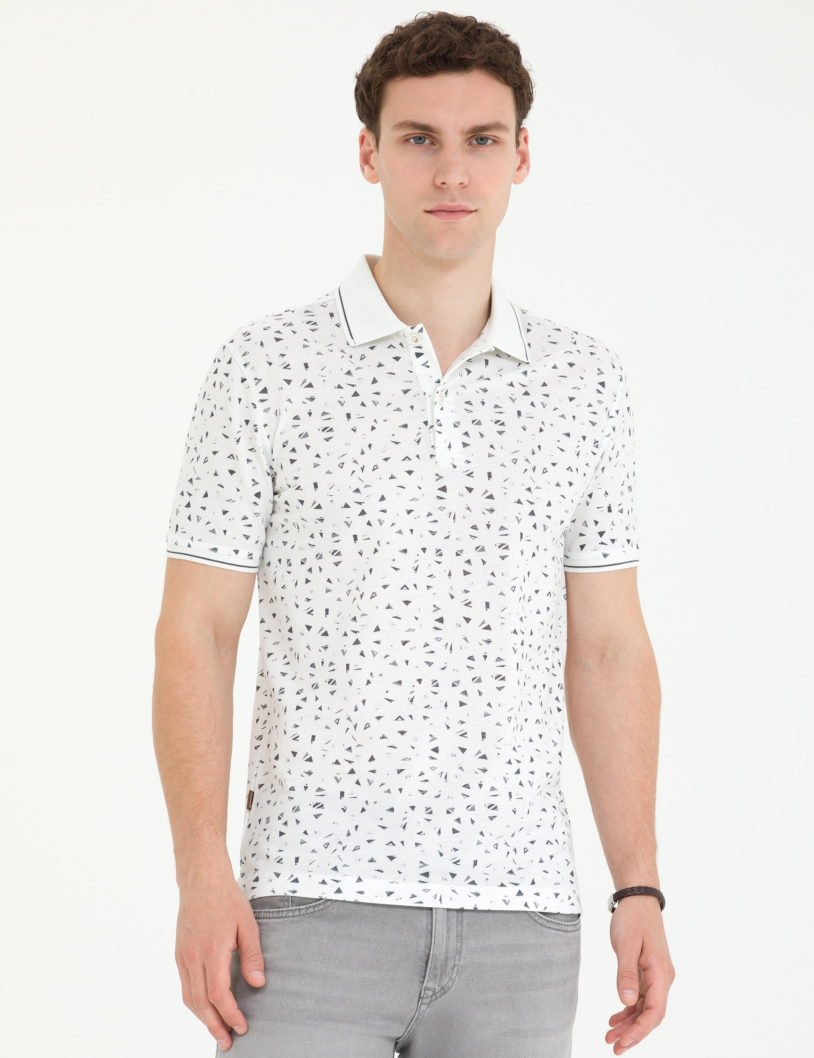 Beyaz Slim Fit Polo Yaka Tişört