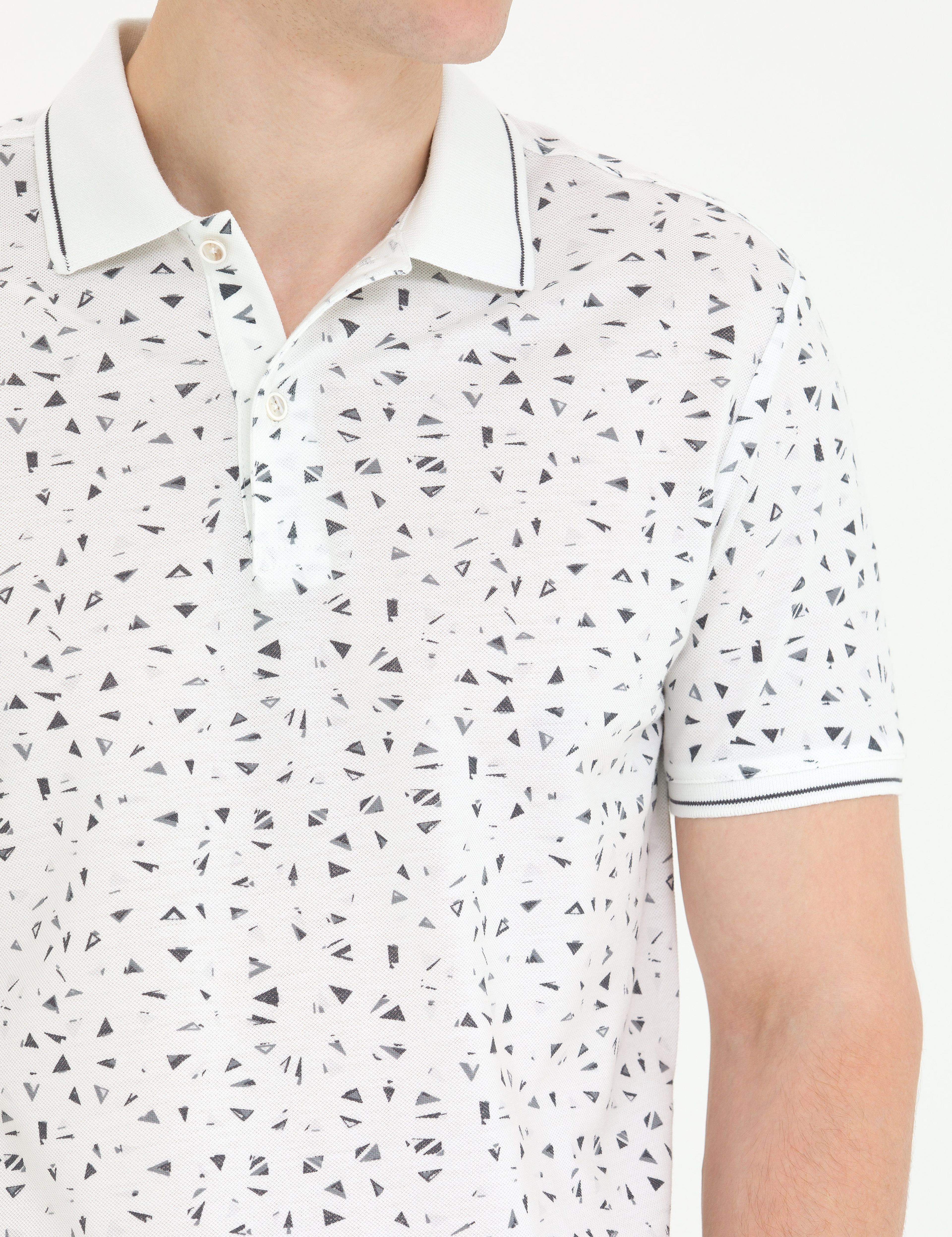 Beyaz Slim Fit Polo Yaka Tişört - Image 7