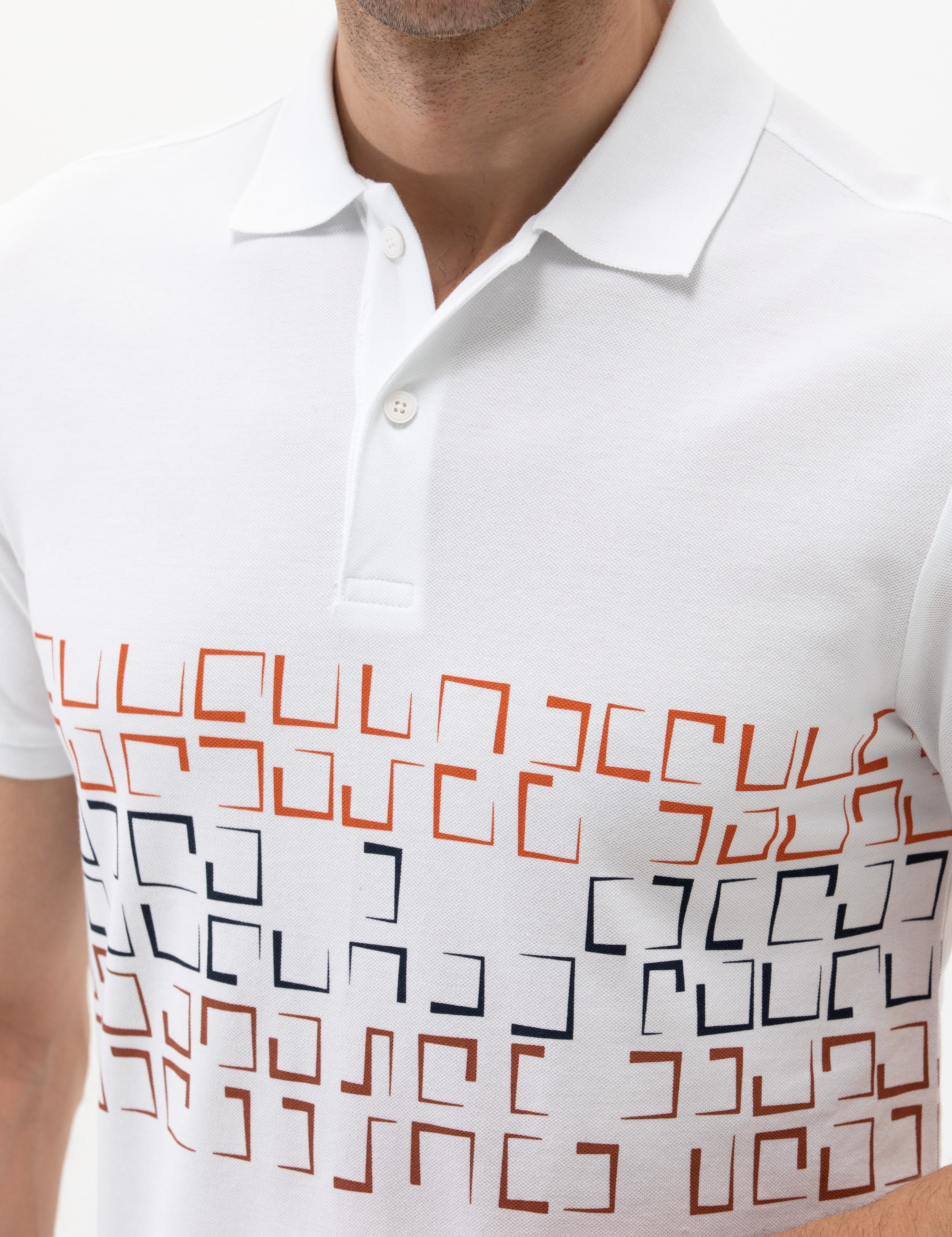 Beyaz Slim Fit Polo Yaka Tişört - Image 7