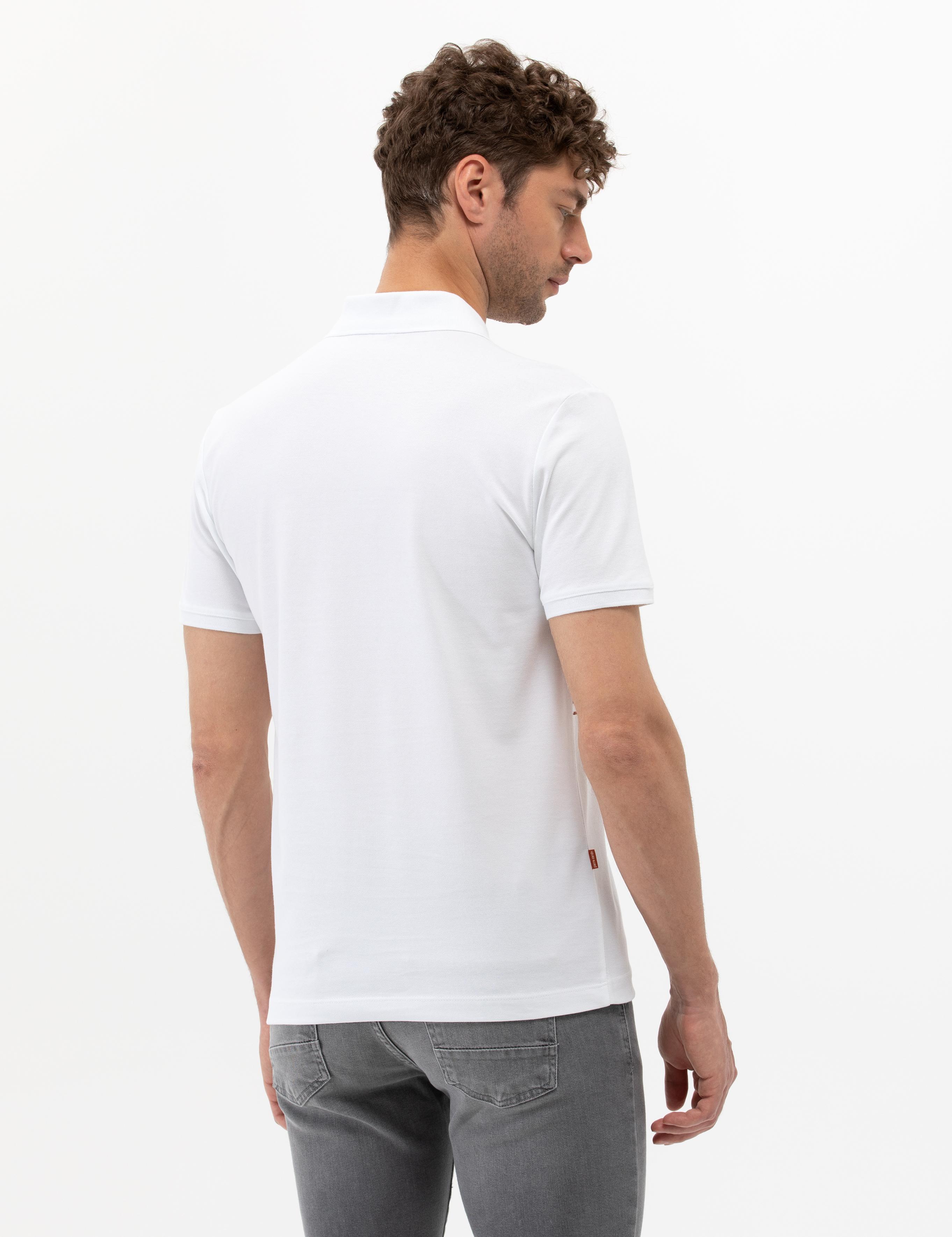 Beyaz Slim Fit Polo Yaka Tişört