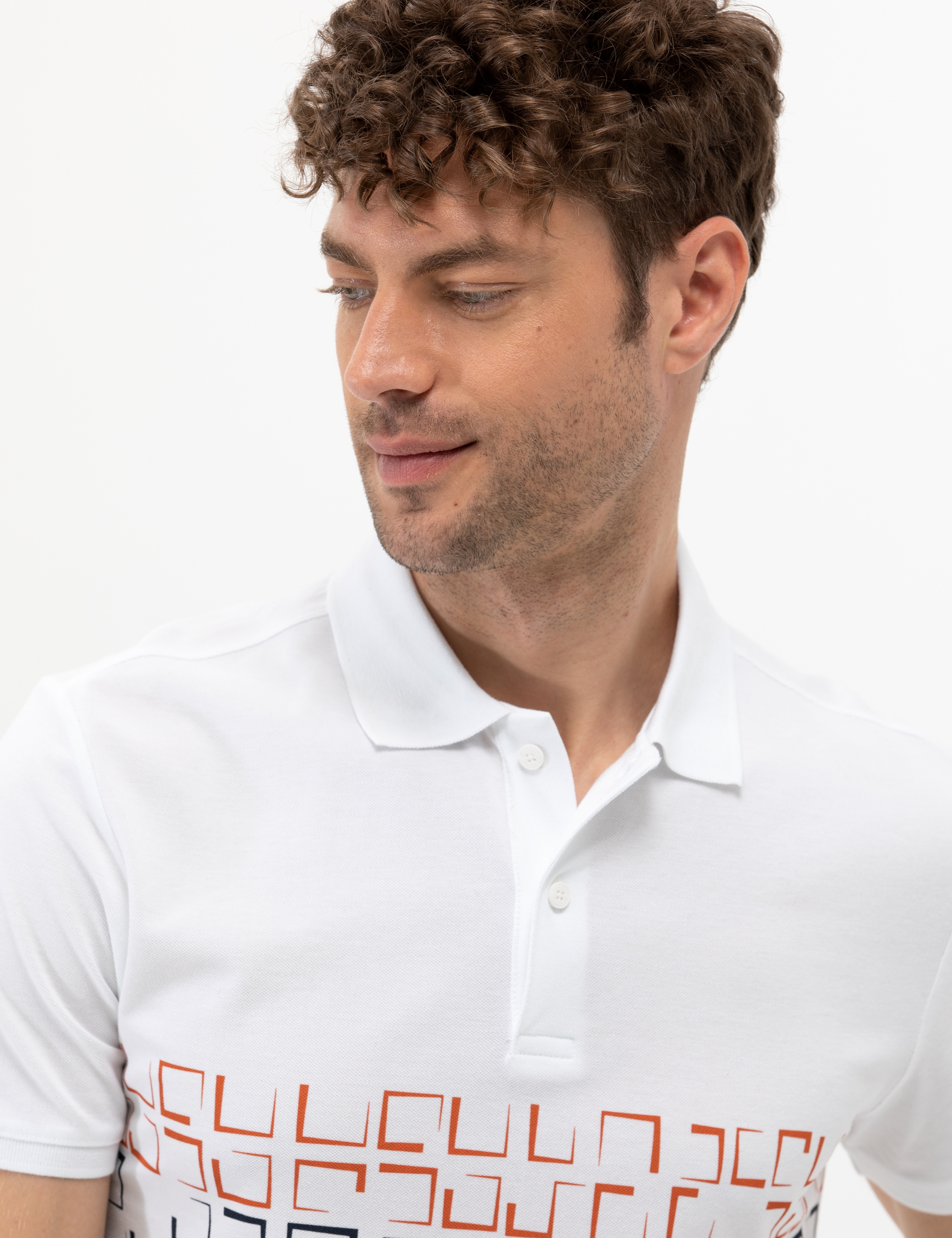 Beyaz Slim Fit Polo Yaka Tişört