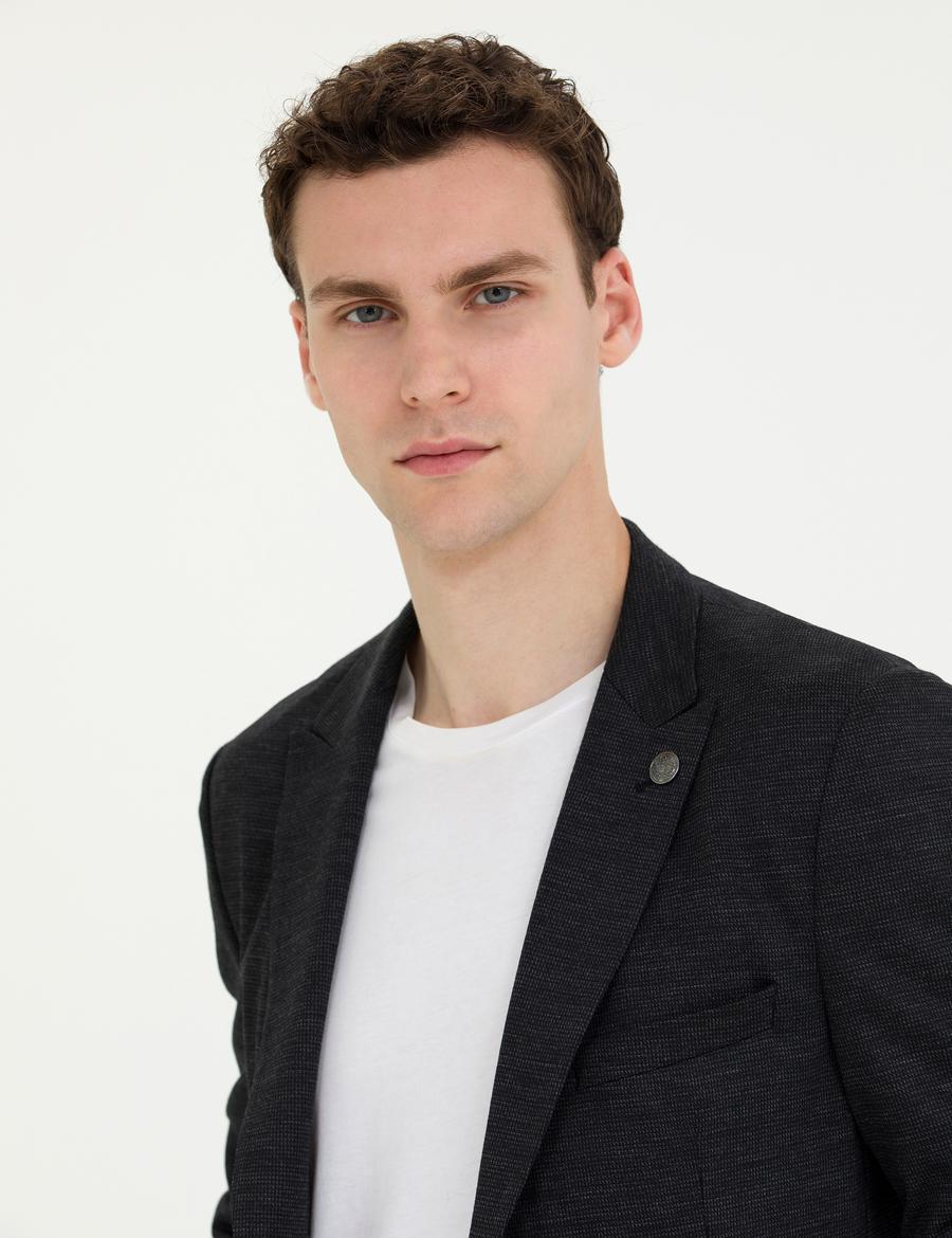 Antrasit Ex. Slim Fit Yün Karışımlı Takım Elbise