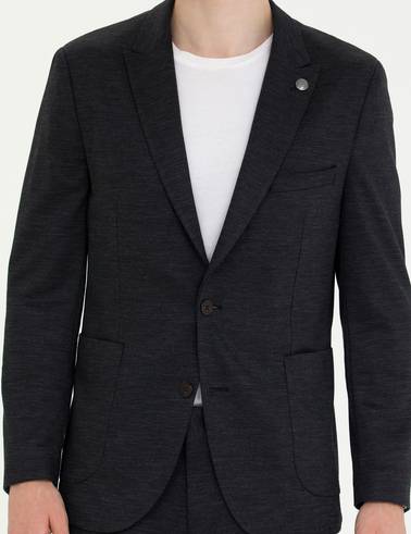 Antrasit Ex. Slim Fit Yün Karışımlı Takım Elbise