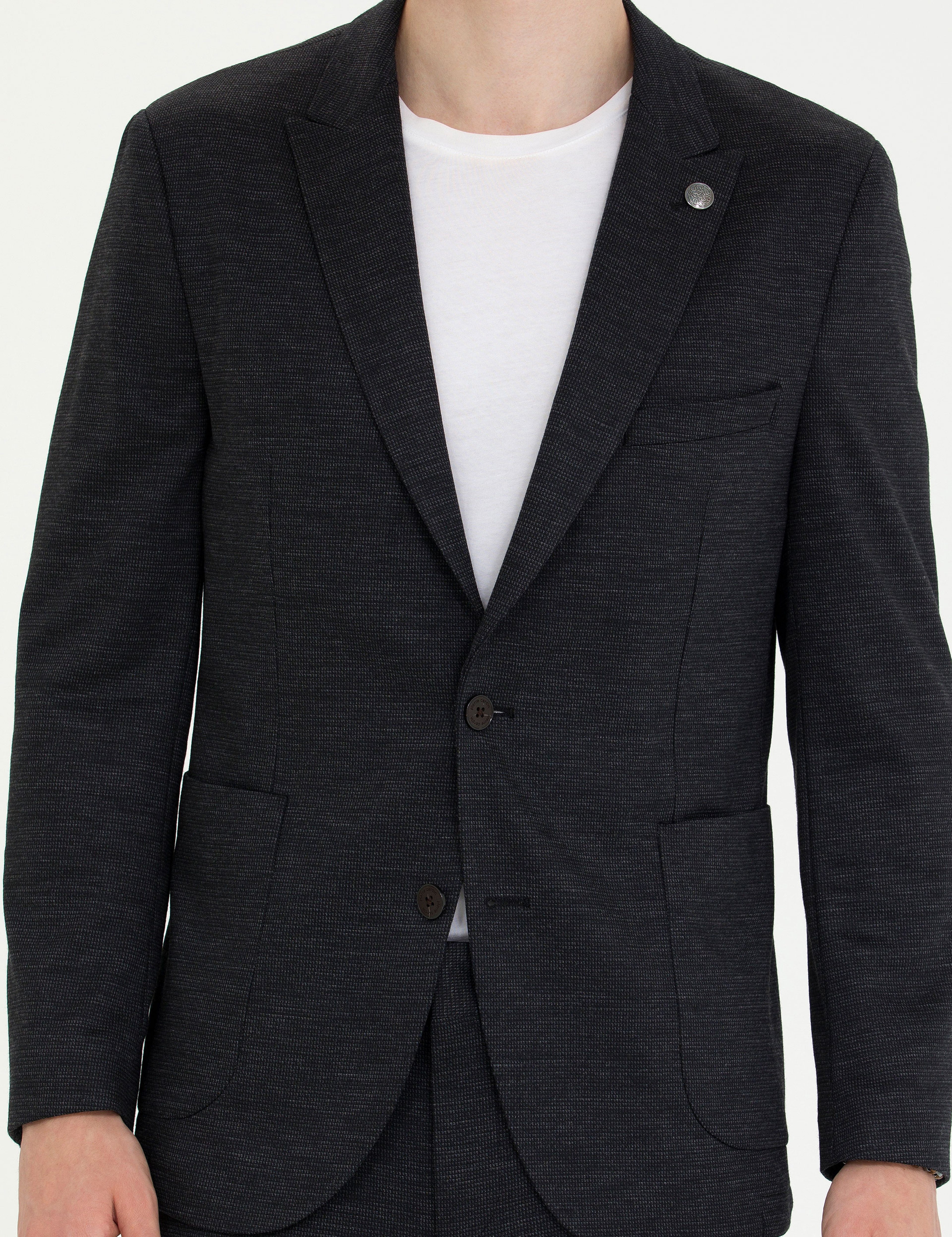 Antrasit Ex. Slim Fit Yün Karışımlı Takım Elbise