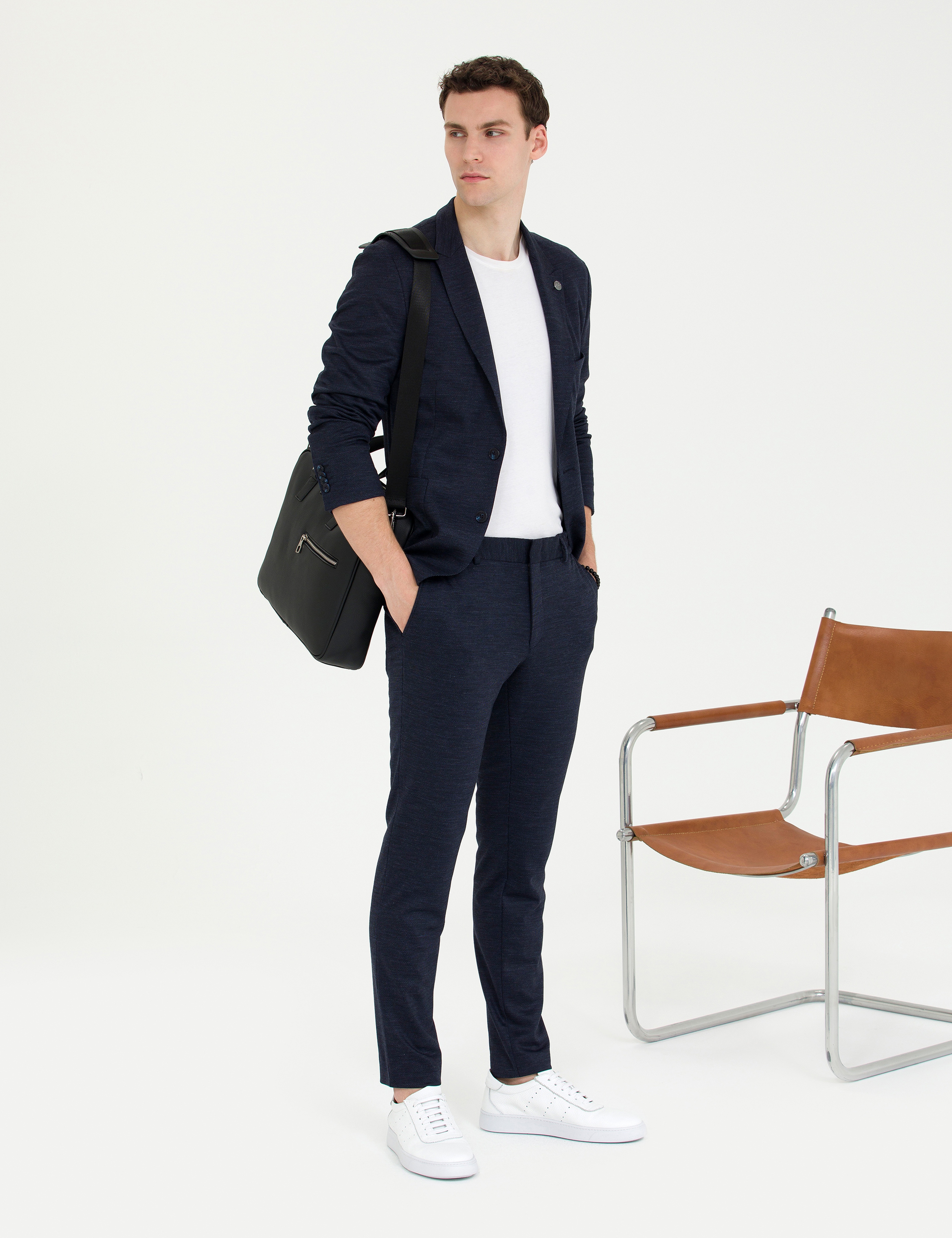 Lacivert Ex. Slim Fit Yün Karışımlı Takım Elbise